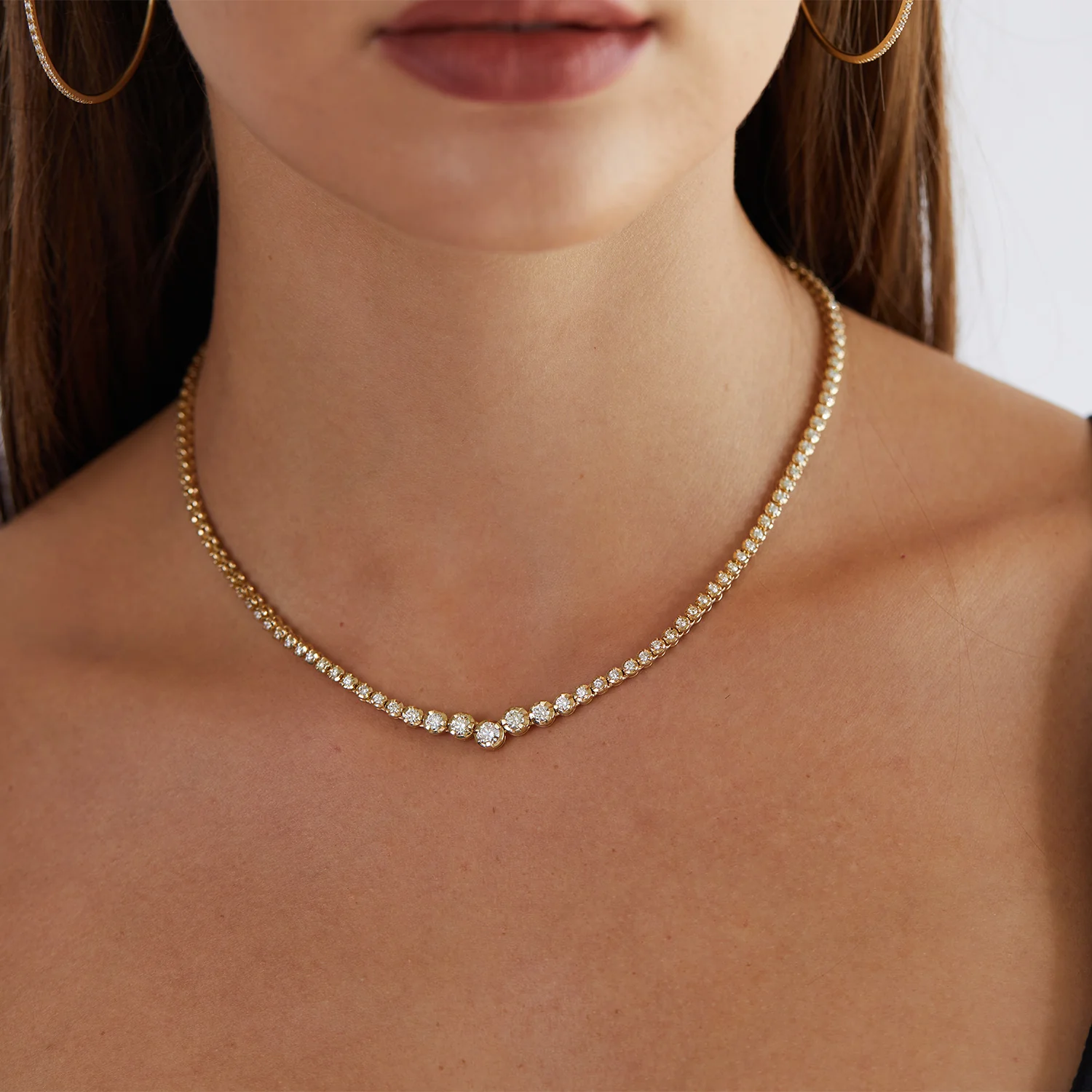 Allure Graduated Diamond Tennis Necklace - Image 7