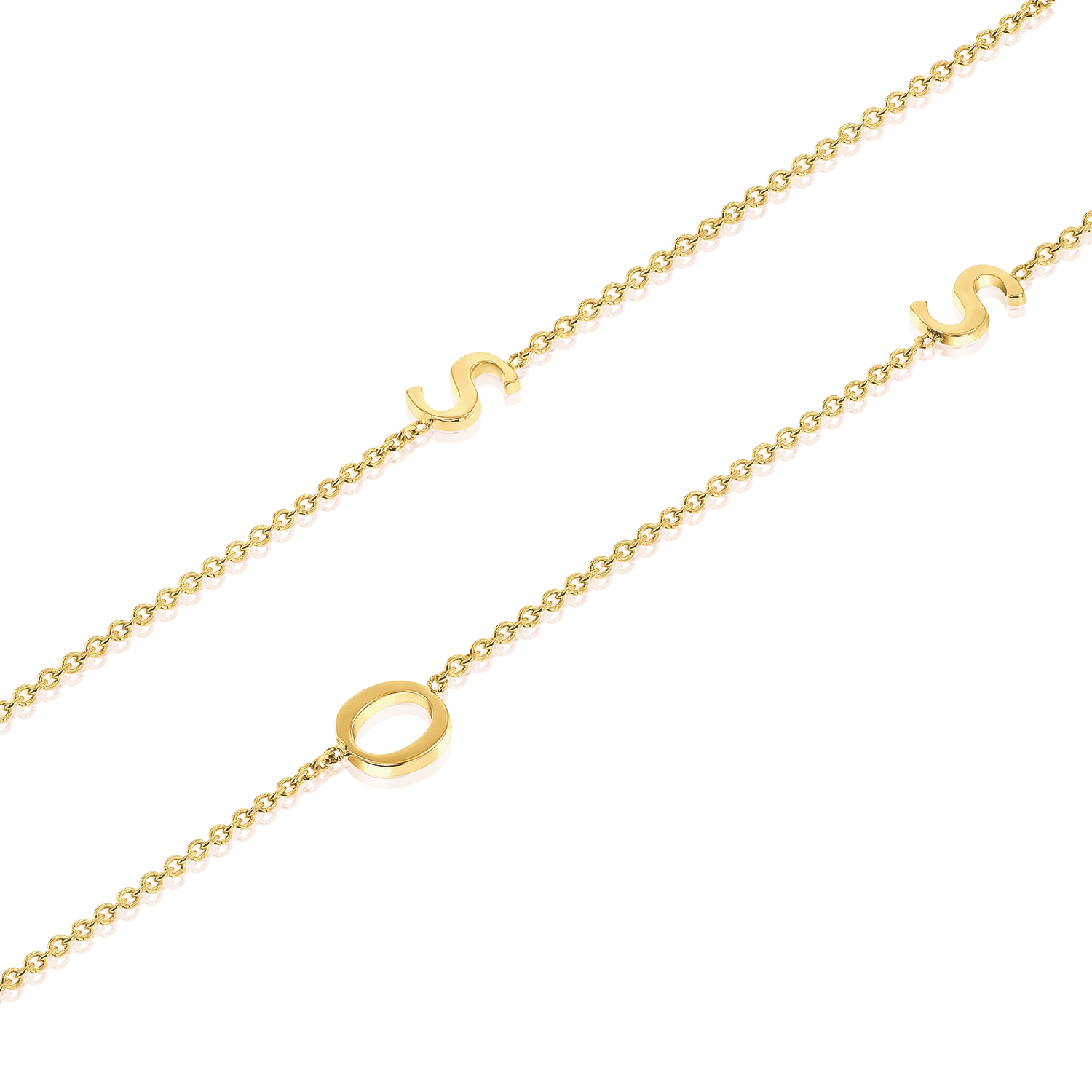 14K Gold Asymmetrical Multi Initial Necklace - Image 5