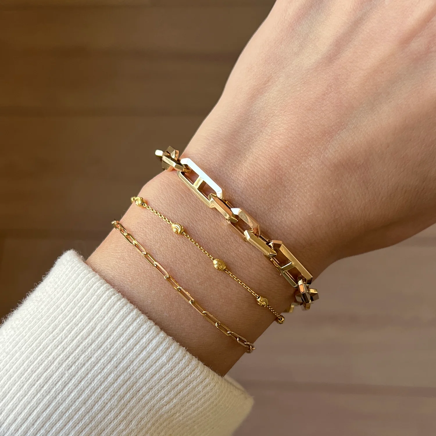 Beveled Link Statement Chain Bracelet - Image 2