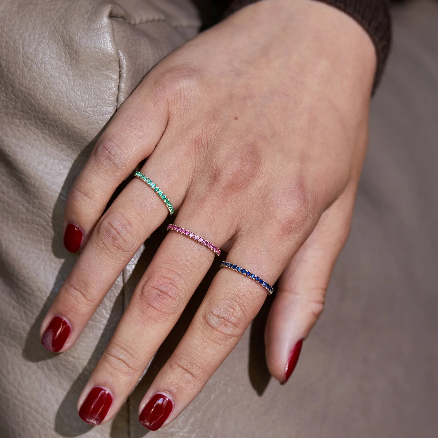 Blue Sapphire Eternity Band - Image 4