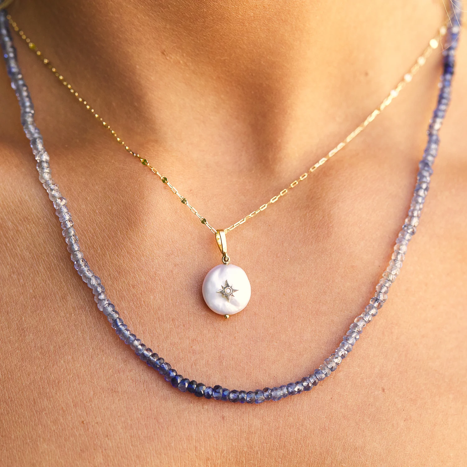 Coin Pearl Diamond Starburst Charm - Image 4