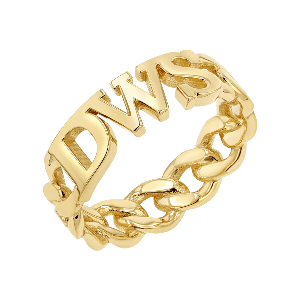 Cuban Link Custom Initial Ring - Image 4