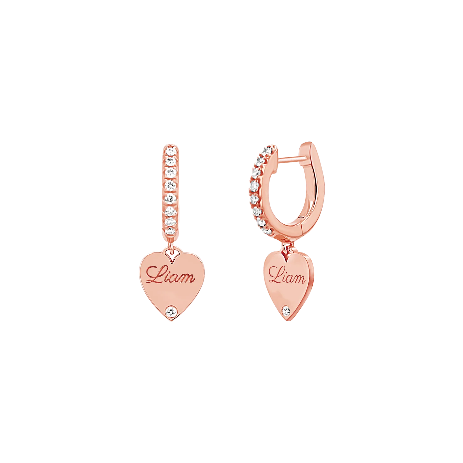 Custom Diamond Heart Huggie Earrings - Image 3