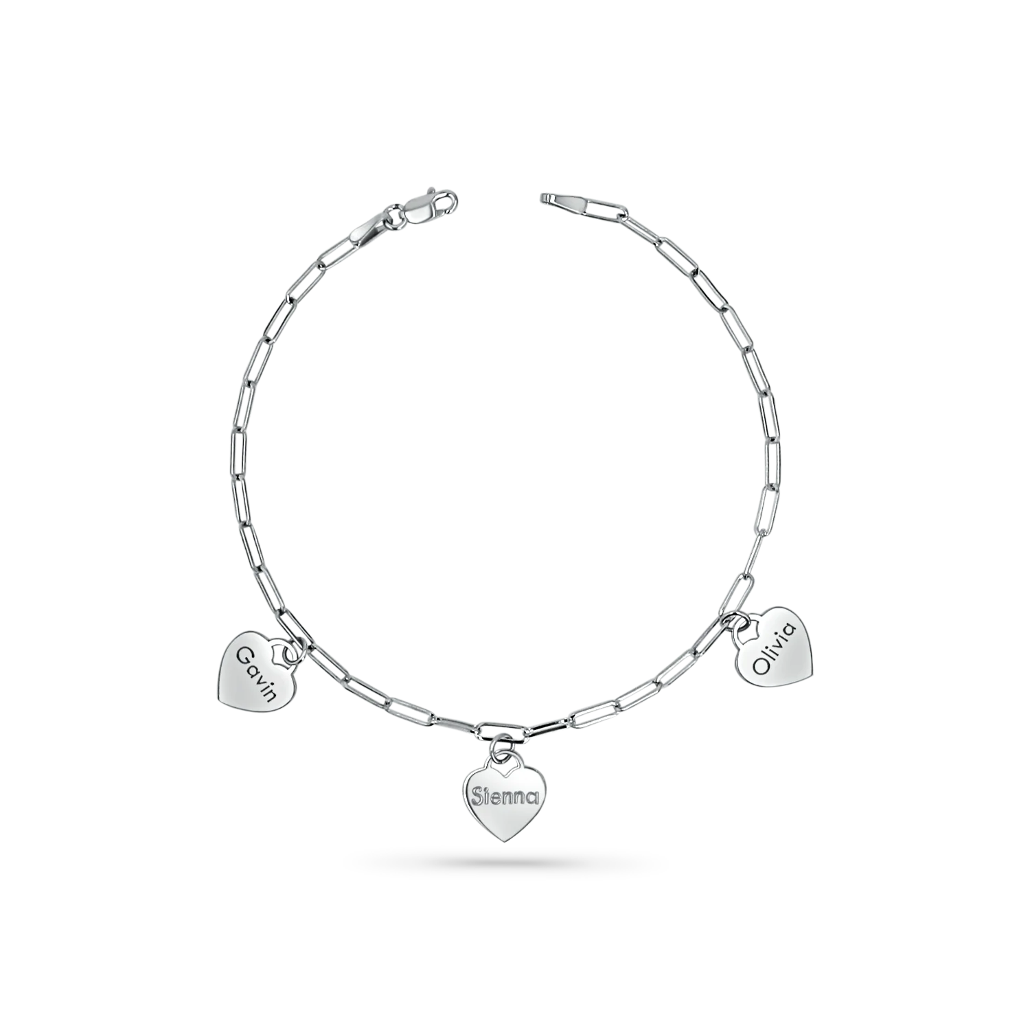 Custom Name Drop Heart Charm Bracelet - Image 2
