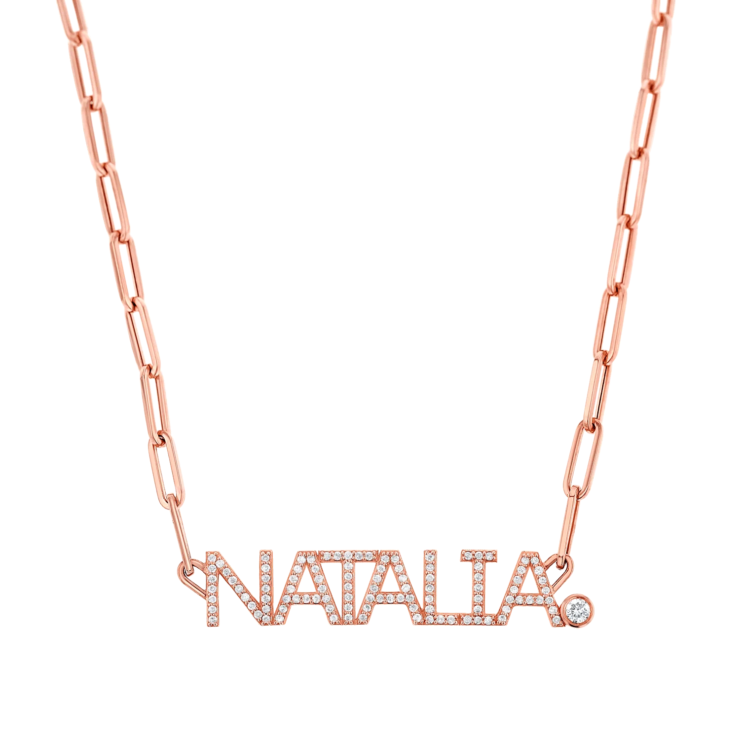 Custom Paper Clip Diamond Name Necklace - Image 3