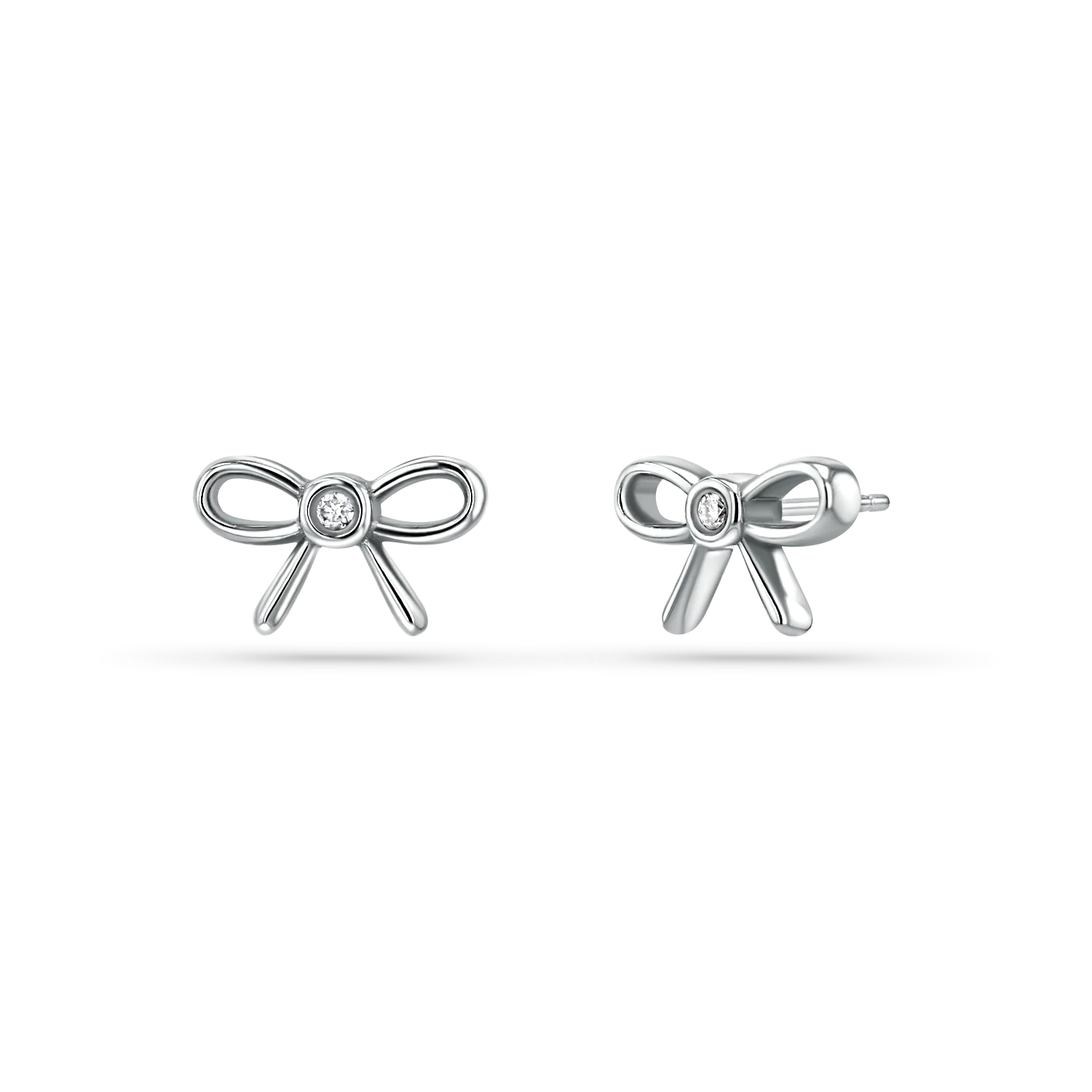 Dainty Diamond Bow Earrings - Image 2
