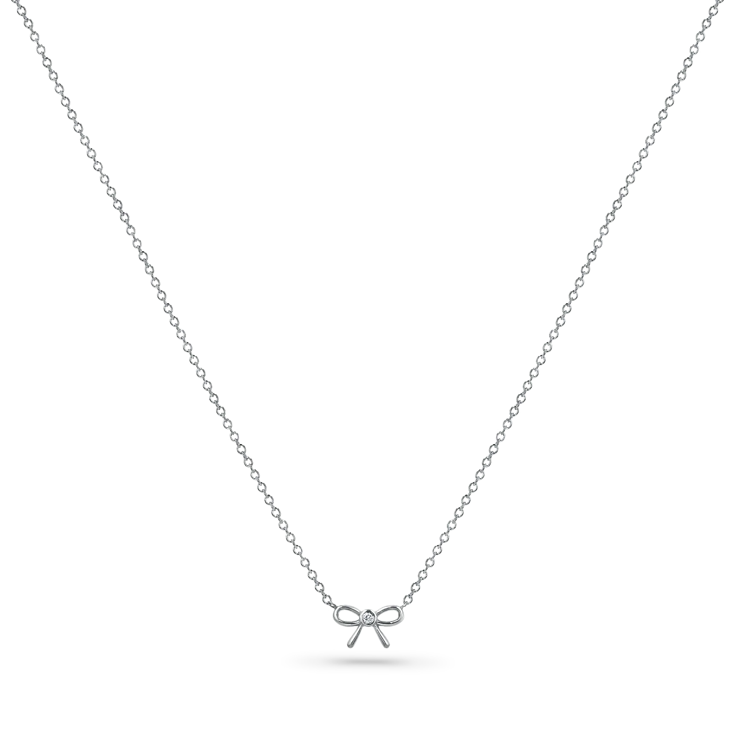 Dainty Diamond Bow Necklace - Image 2