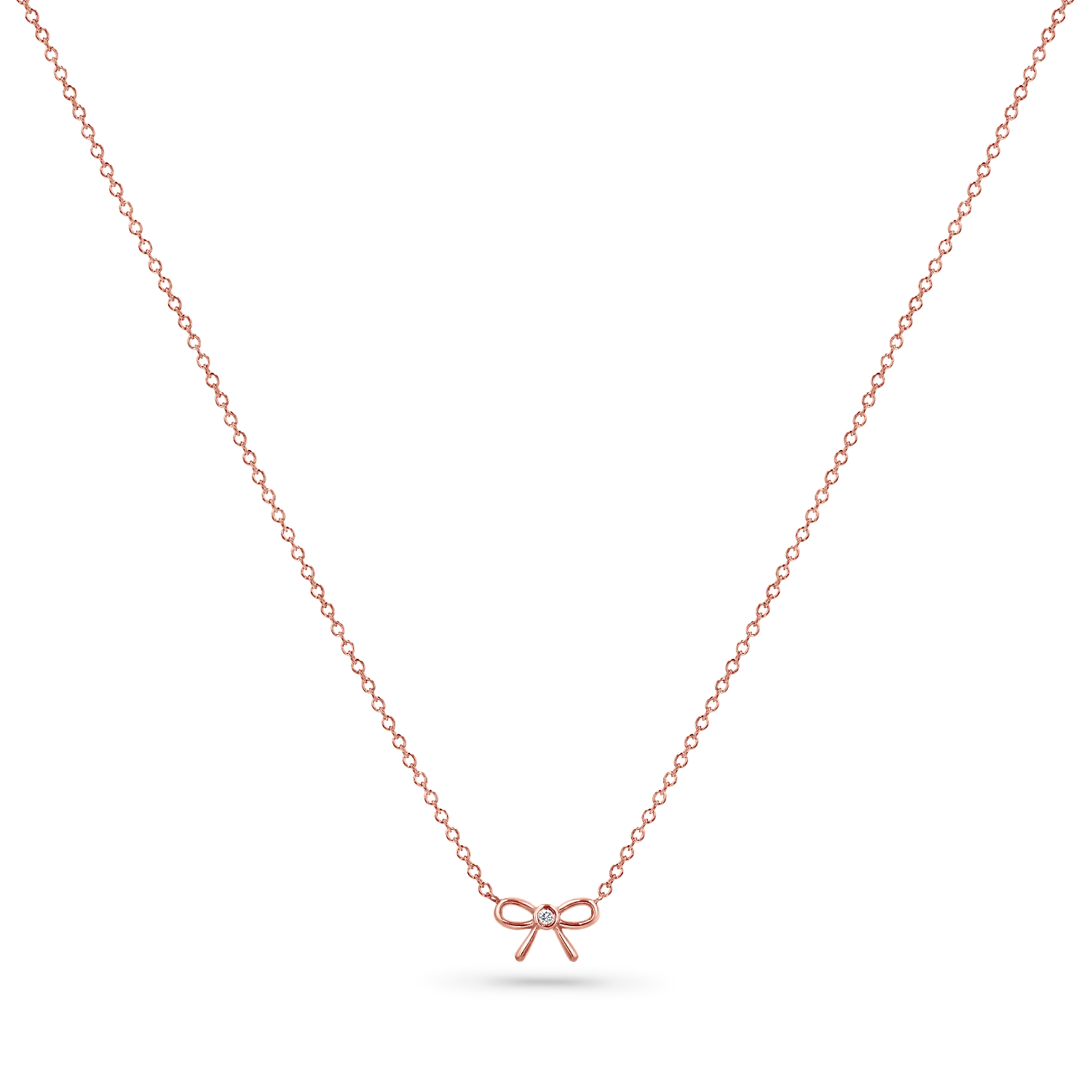 Dainty Diamond Bow Necklace - Image 3