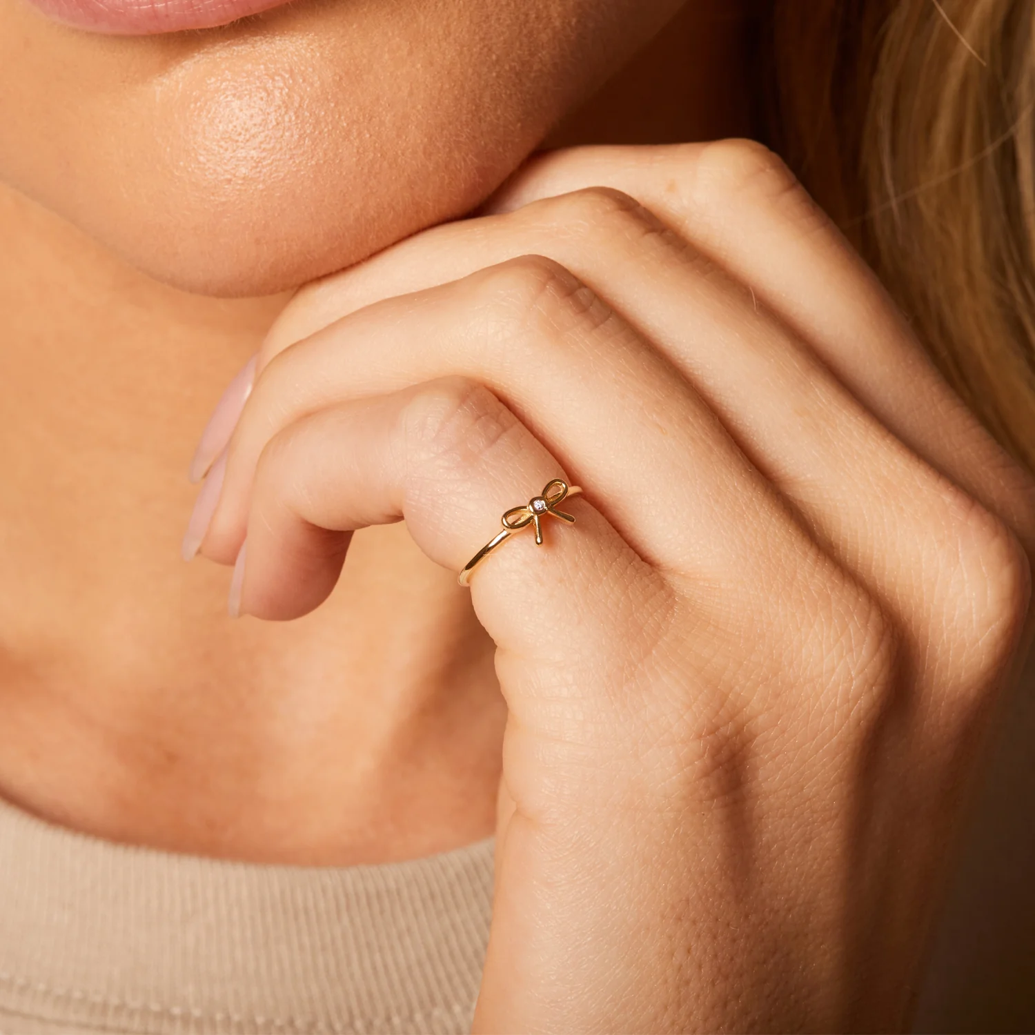 Dainty Diamond Bow Ring - Image 5