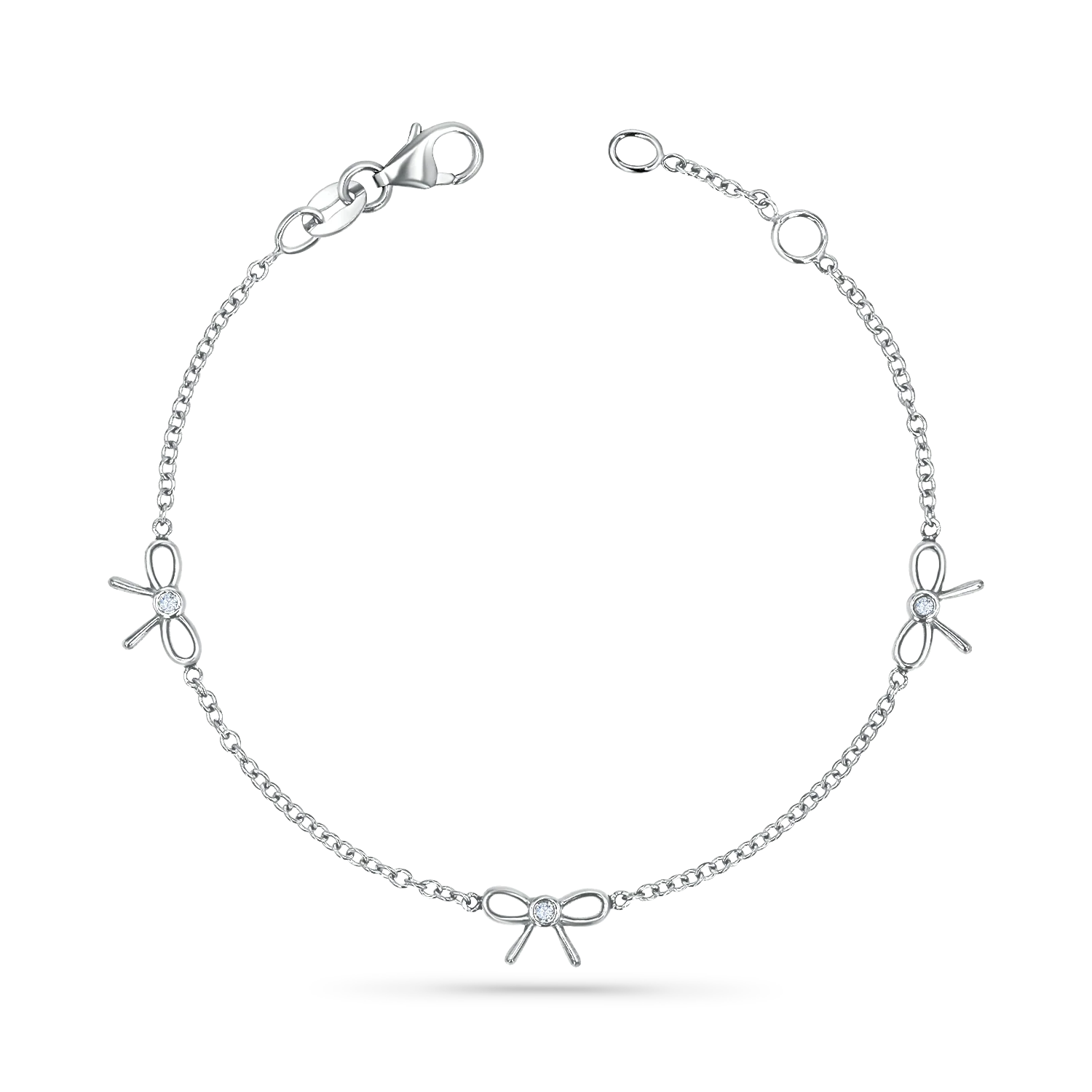 Dainty Diamond Three Bow Bracelet - Image 2