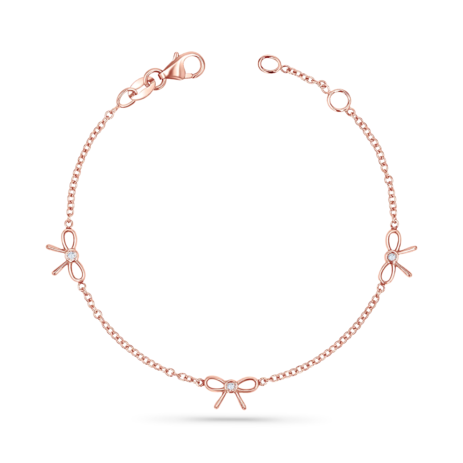 Dainty Diamond Three Bow Bracelet - Image 3