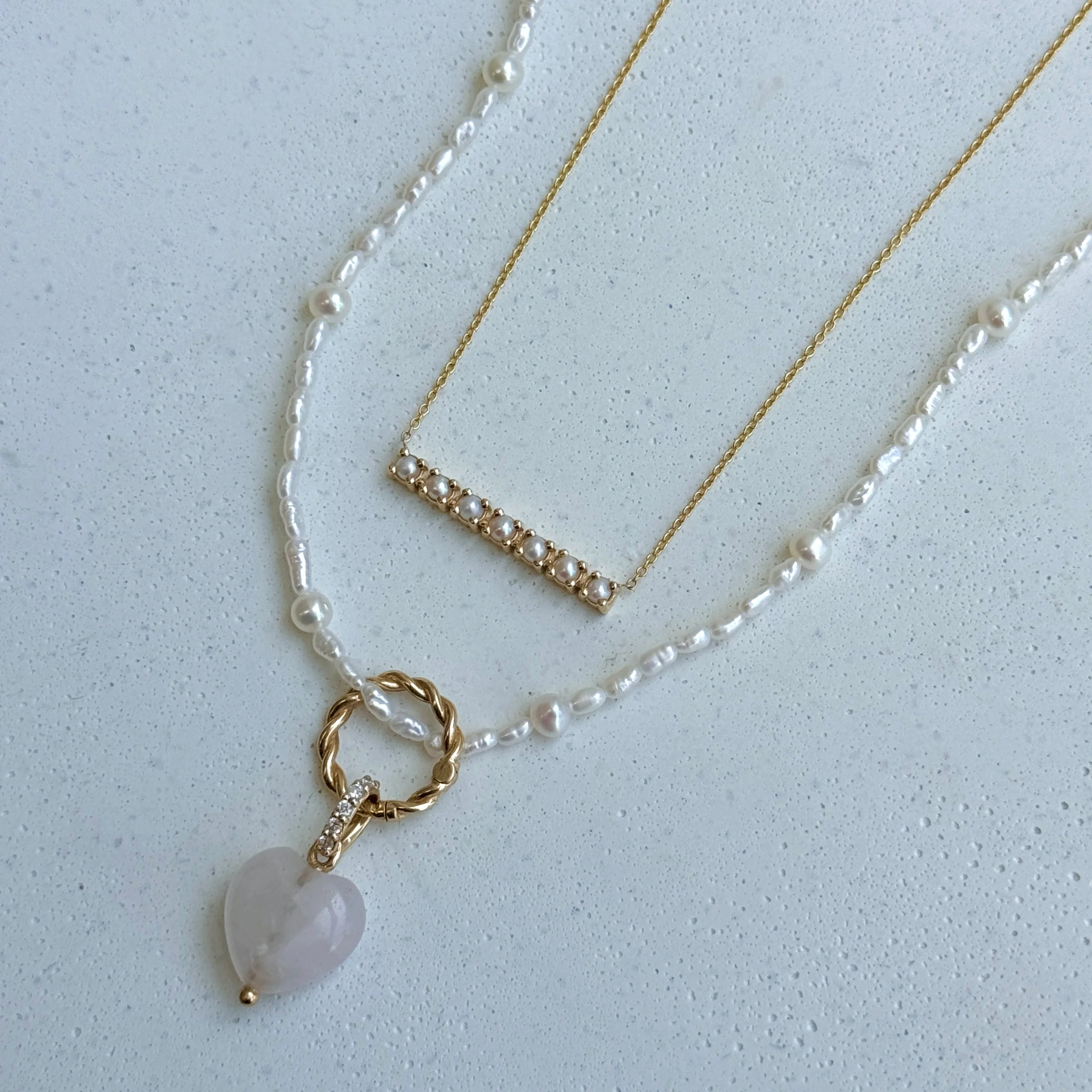 Dainty Pearl Station Necklace - Image 3