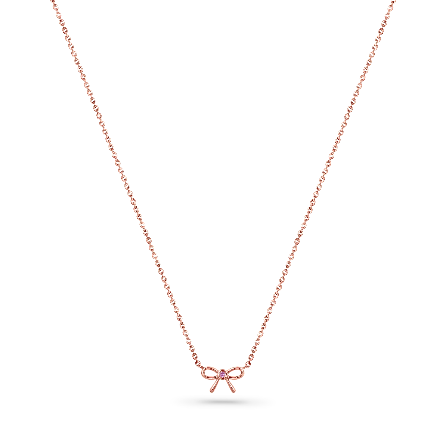 Dainty Pink Sapphire Bow Necklace - Image 3