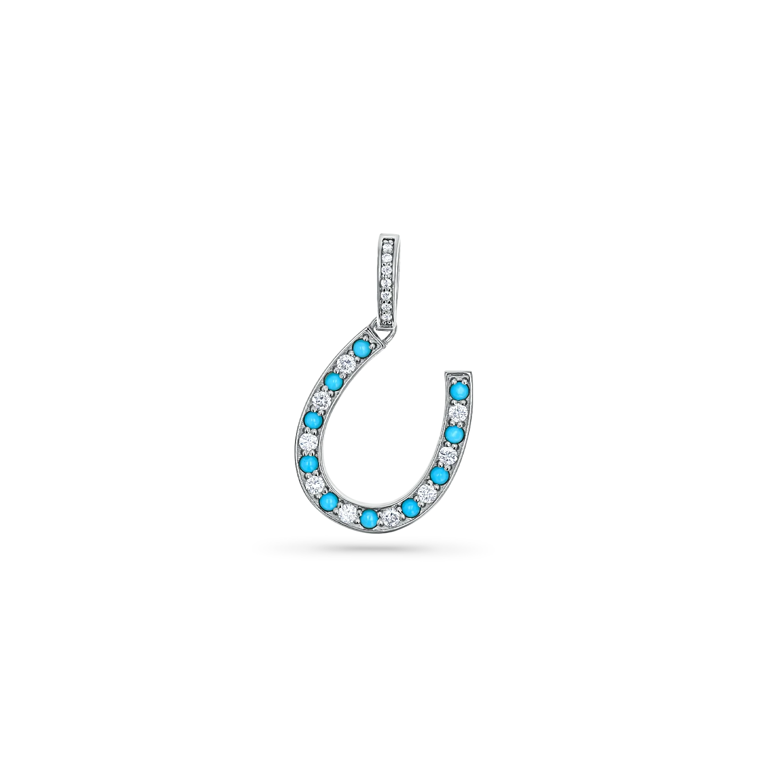 Diamond and Turquoise Lucky Horseshoe Charm - Image 2
