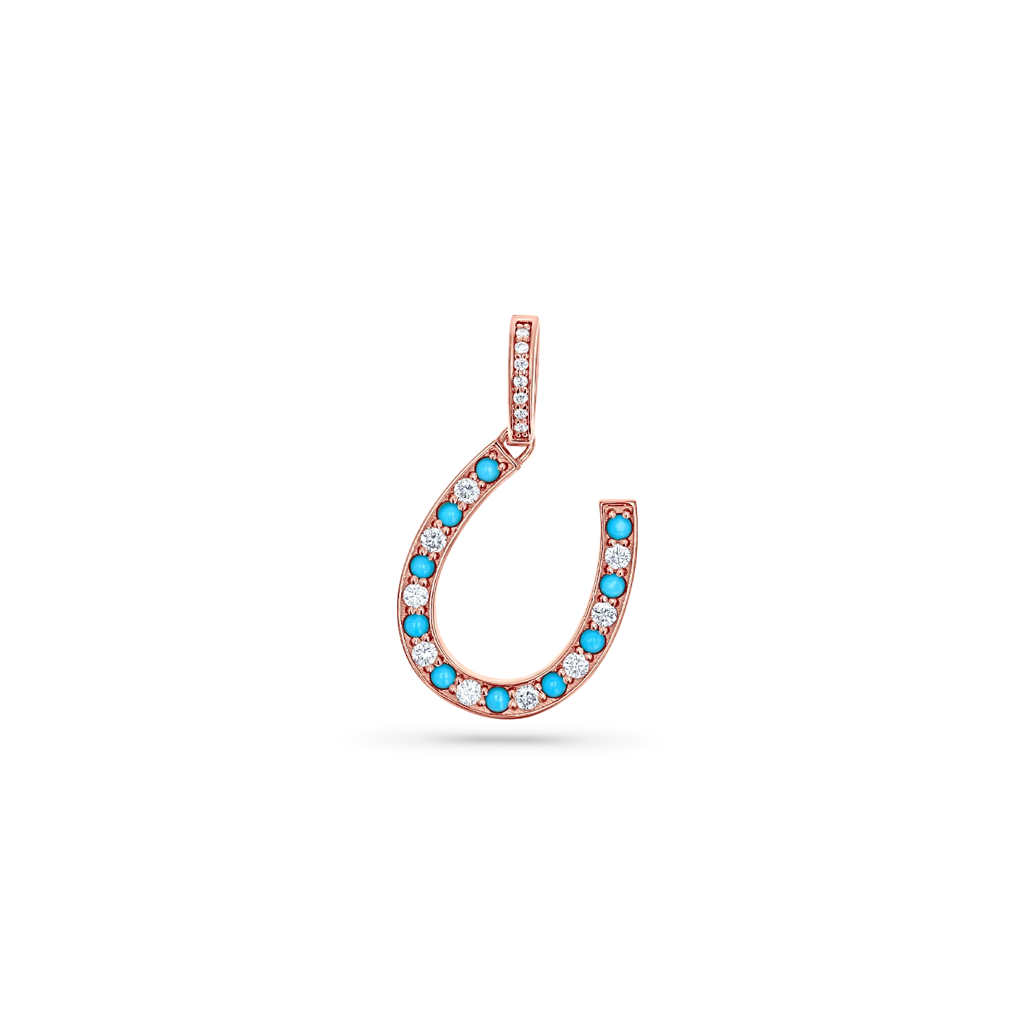 Diamond and Turquoise Lucky Horseshoe Charm - Image 3