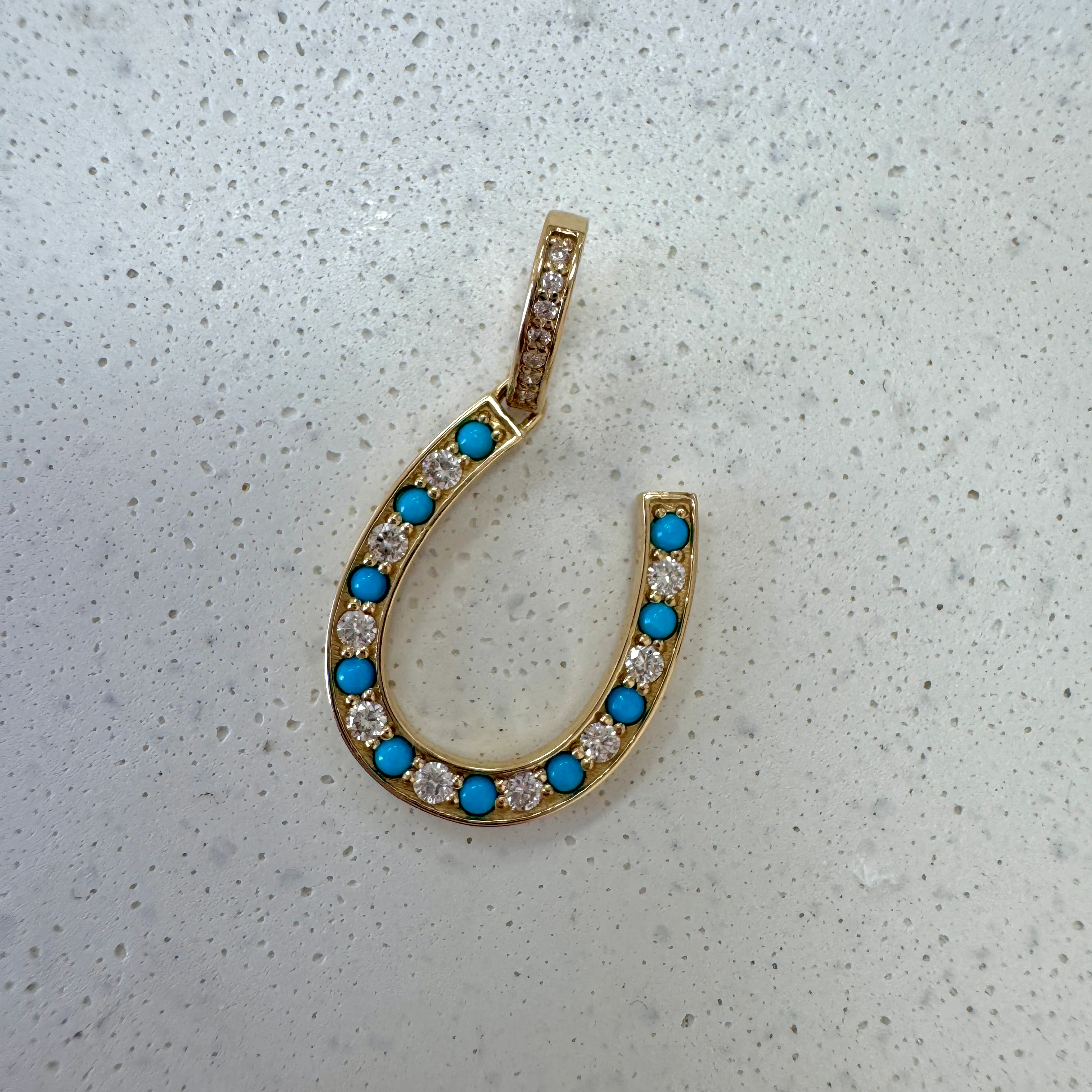 Diamond and Turquoise Lucky Horseshoe Charm - Image 4