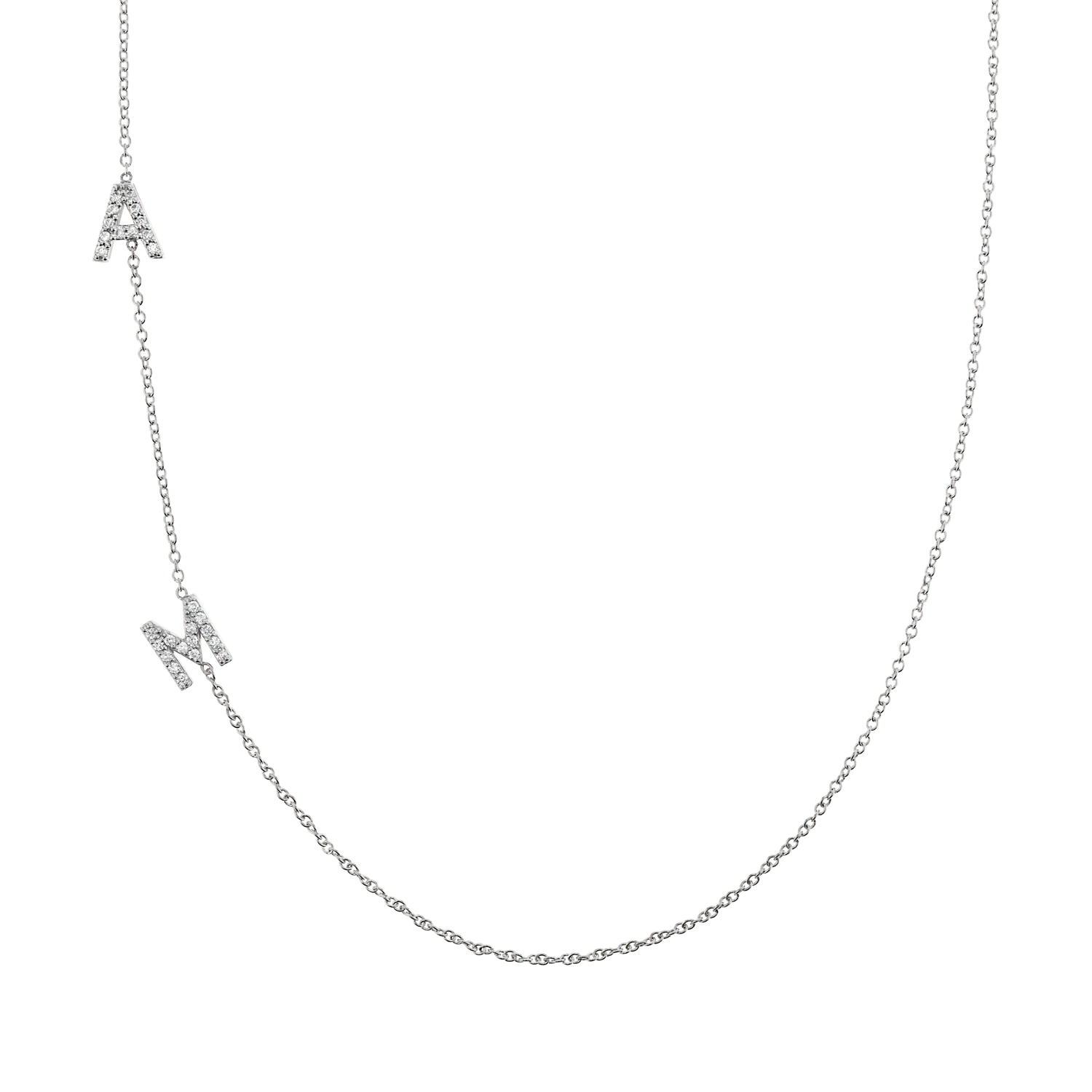 Diamond Asymmetrical Multi Initial Necklace - Image 2