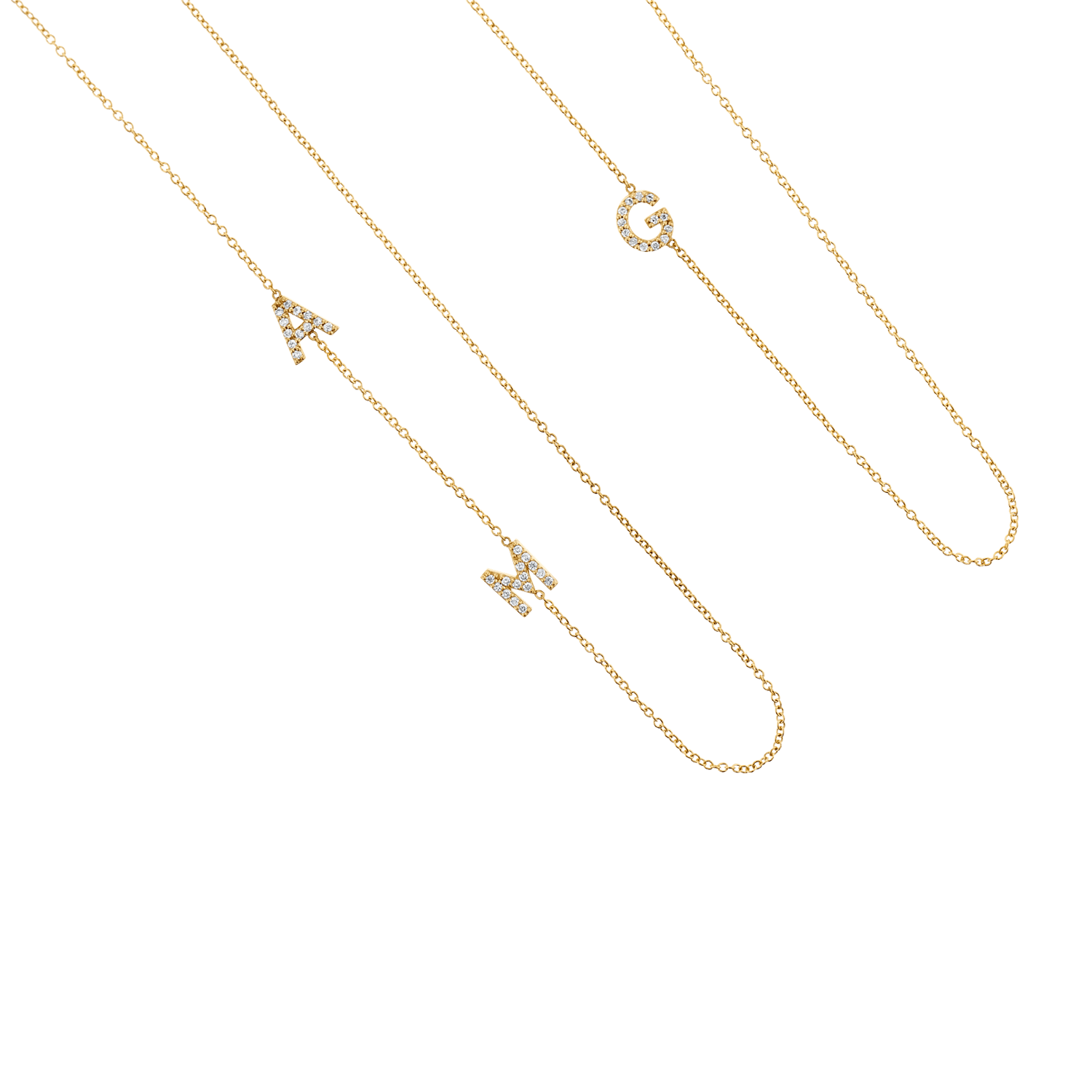Diamond Asymmetrical Multi Initial Necklace - Image 6