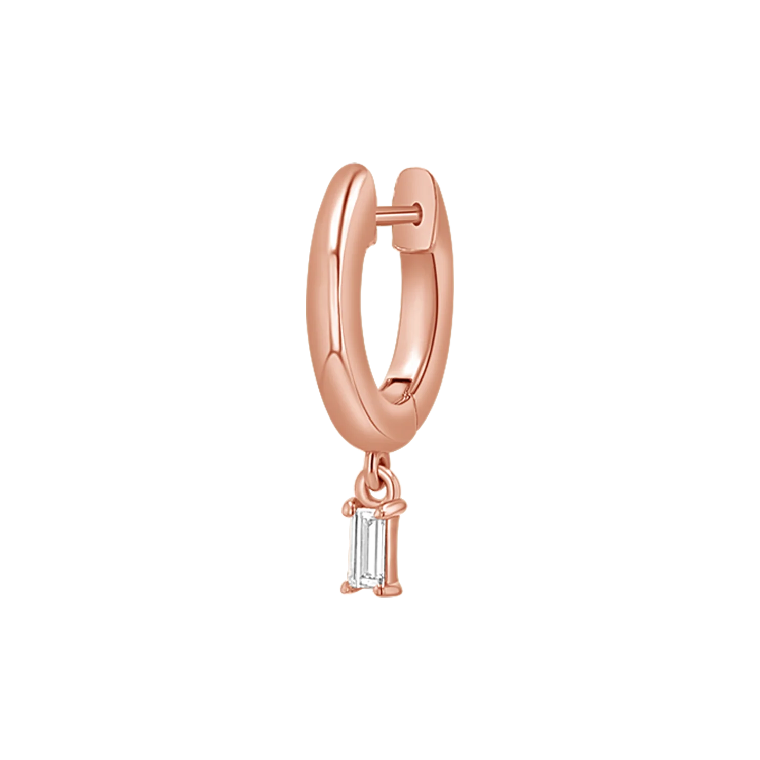 Diamond Baguette Charm Drop Huggies - Image 6