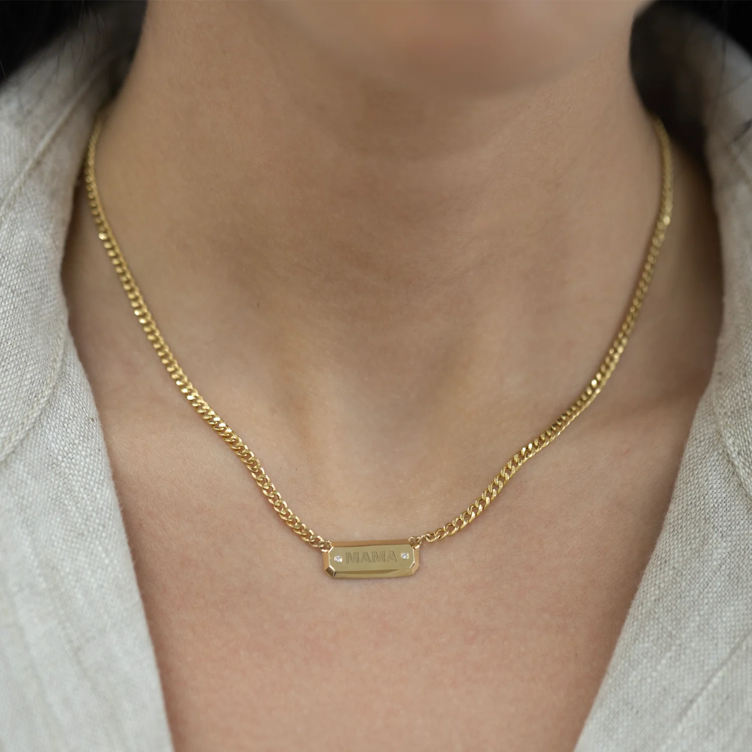 Diamond Beveled ID Cuban Chain Necklace - Image 2