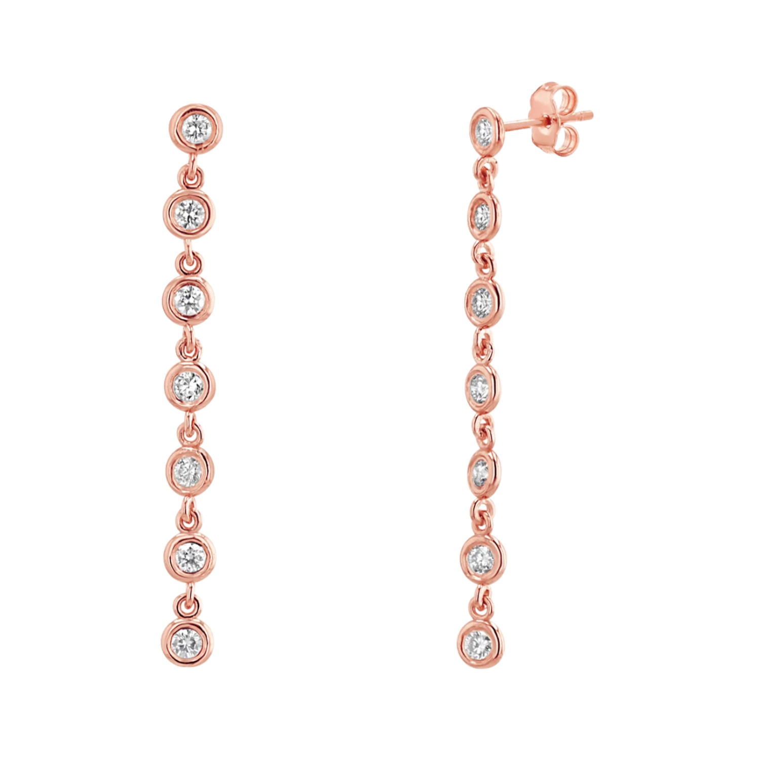 Diamond Bezel Chain Drop Earring - Image 3