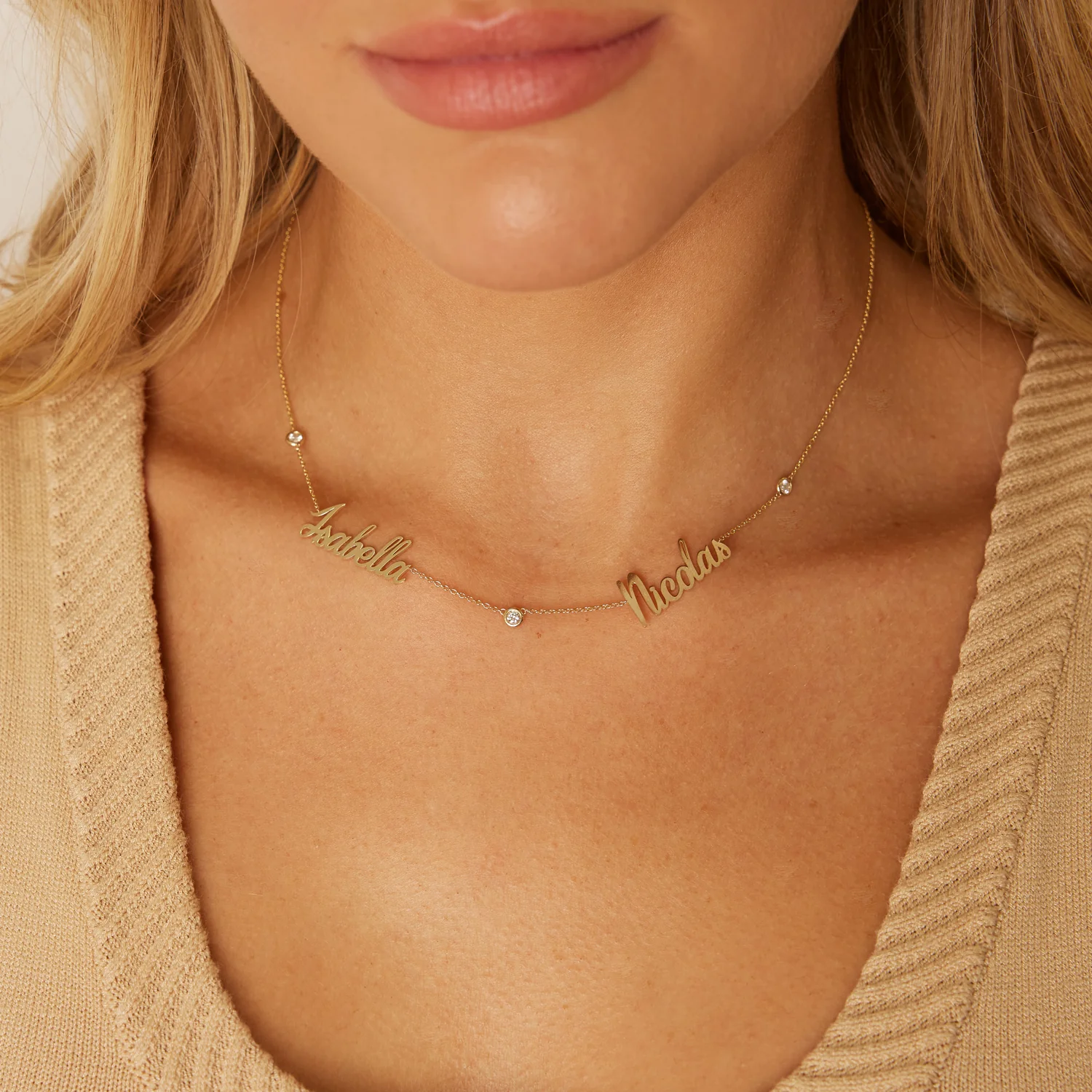 Diamond Bezel Custom Name Necklace - Image 8