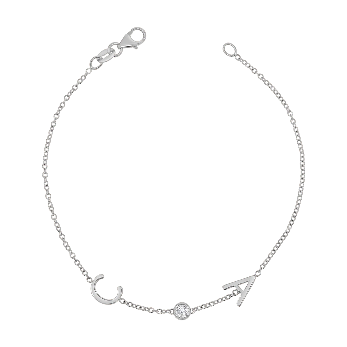 Diamond Bezel Multi Initial Bracelet - Image 2