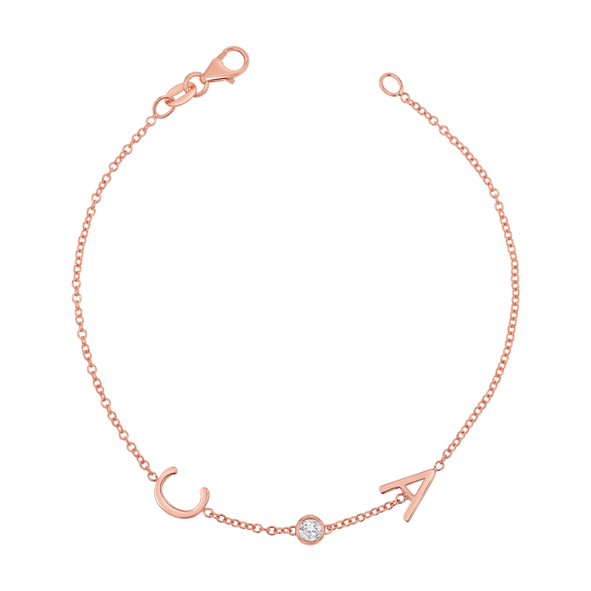 Diamond Bezel Multi Initial Bracelet - Image 3