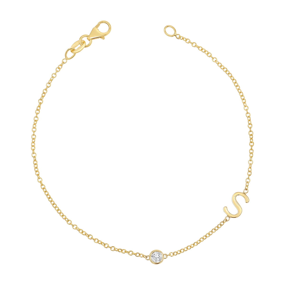 Diamond Bezel Multi Initial Bracelet - Image 4