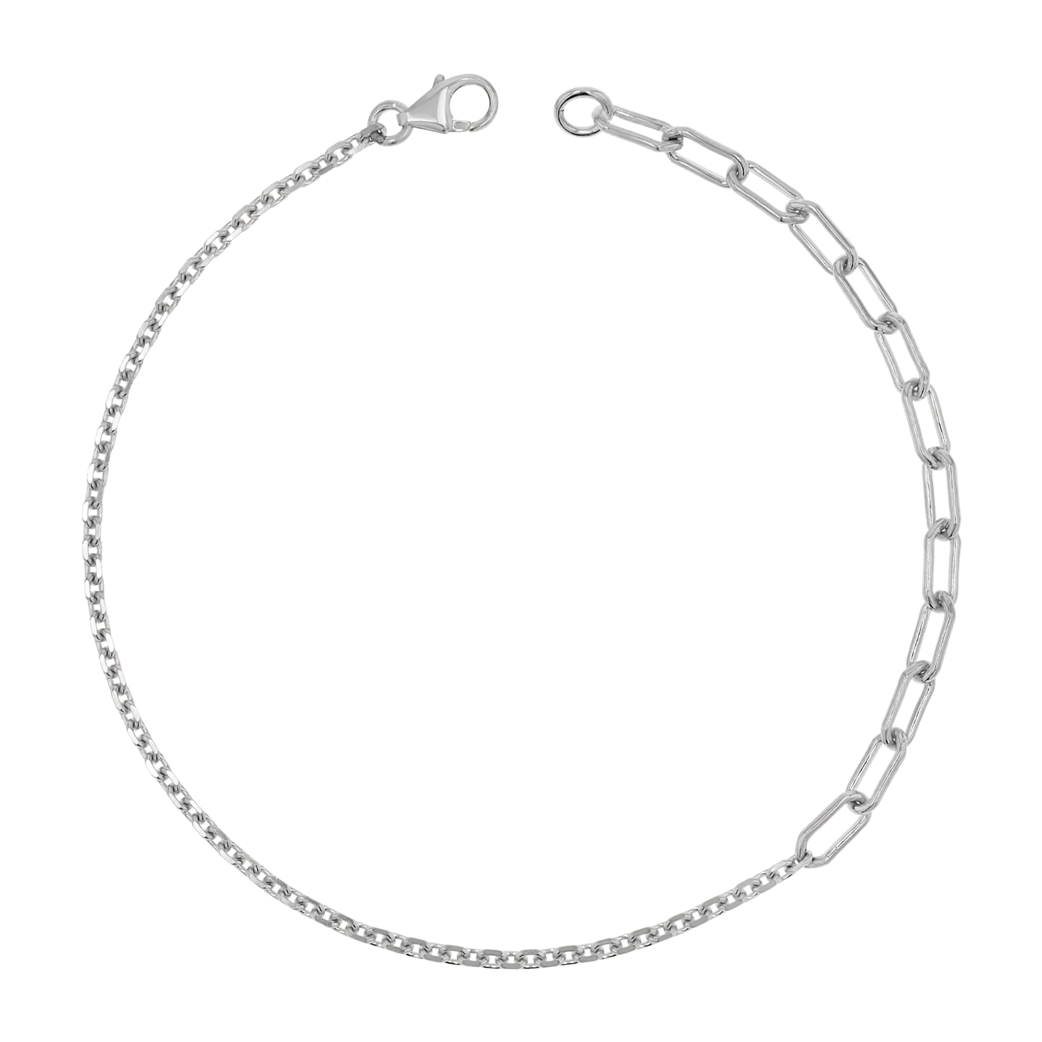 Diamond Cut Rolo & Paper Clip Chain Bracelet - Image 2