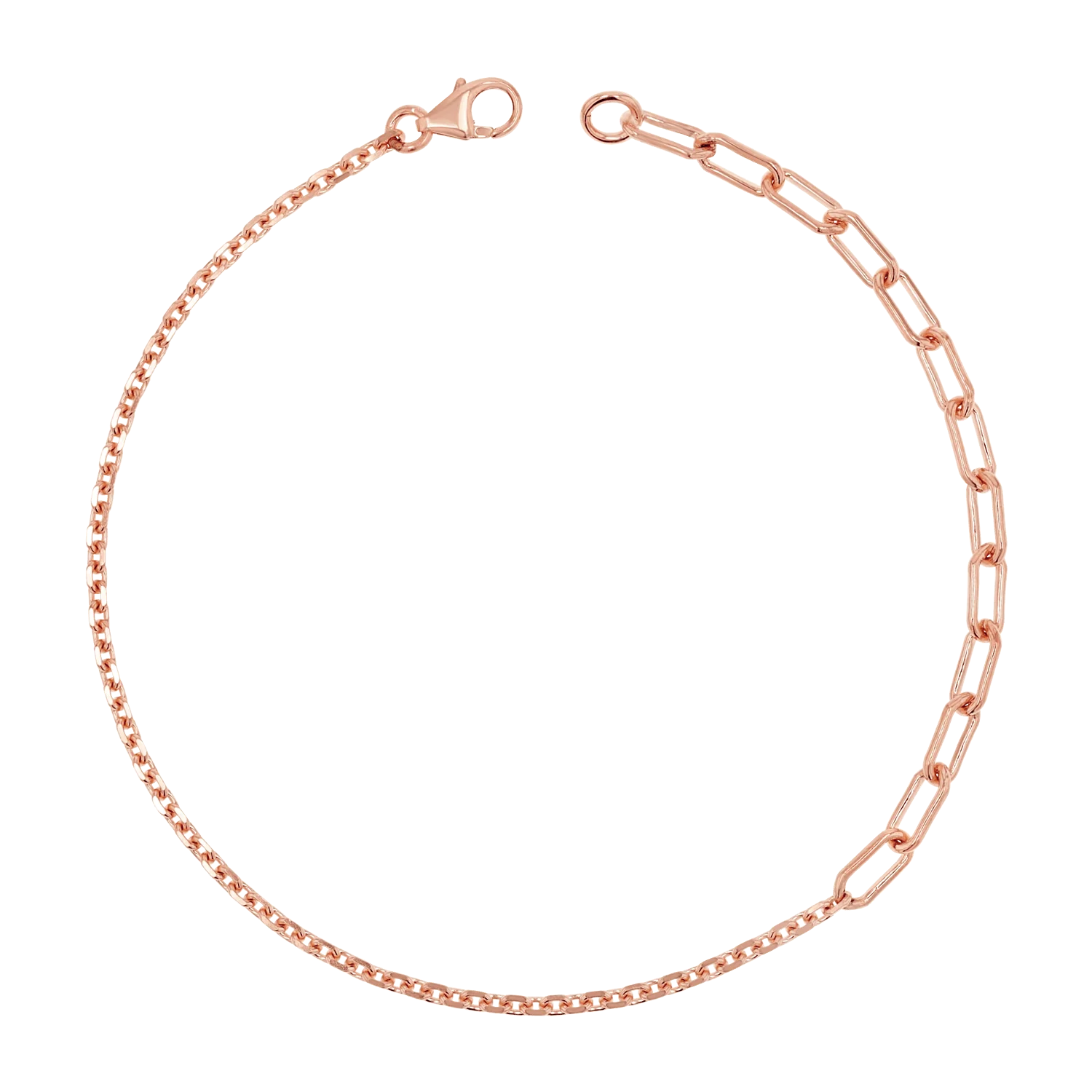 Diamond Cut Rolo & Paper Clip Chain Bracelet - Image 3