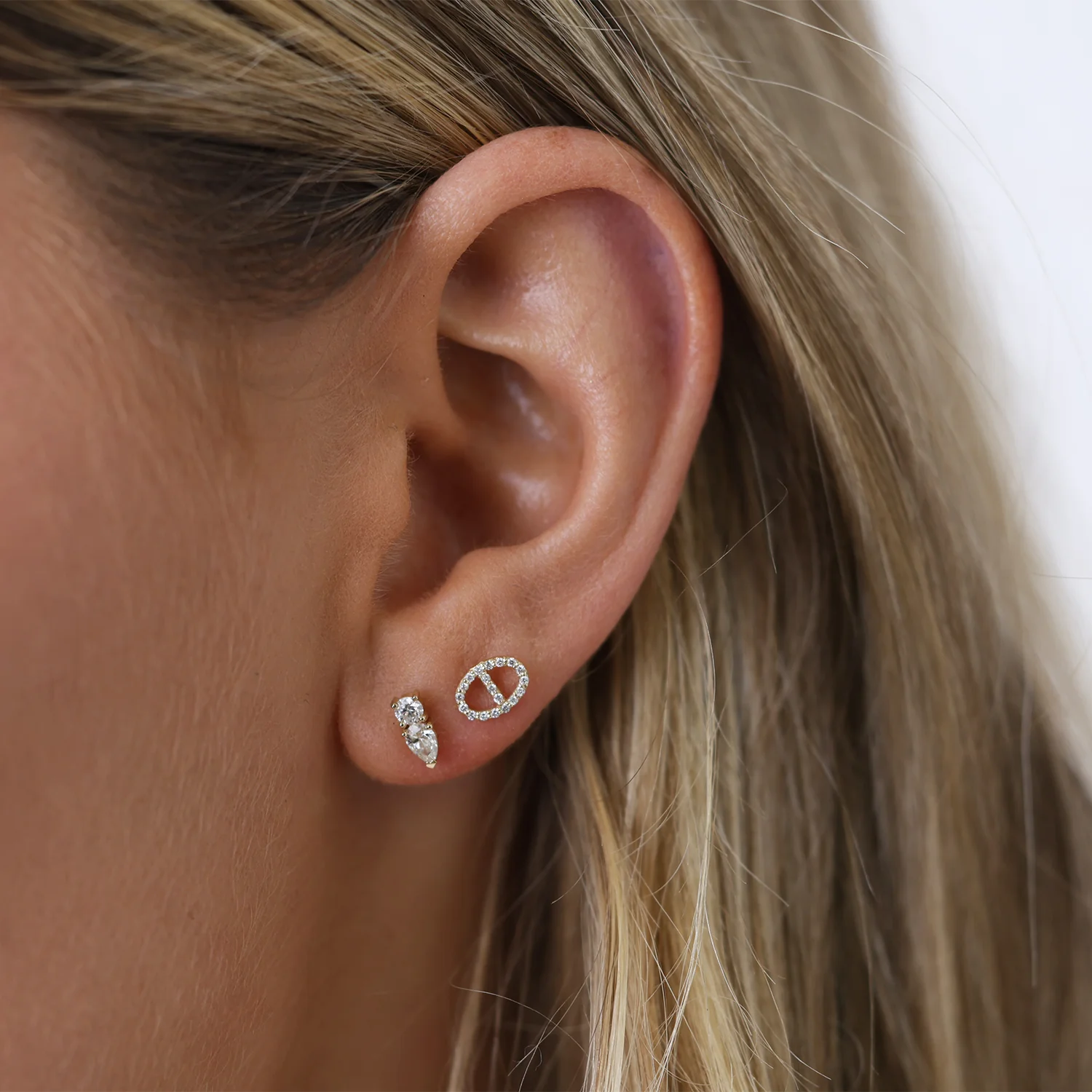 Diamond Duo Drop Studs - Image 4