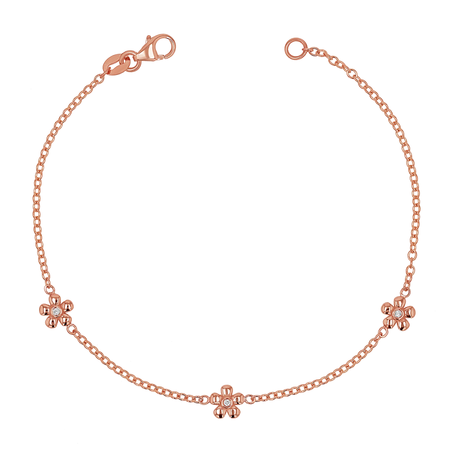Diamond Flower Chain Bracelet - Image 3