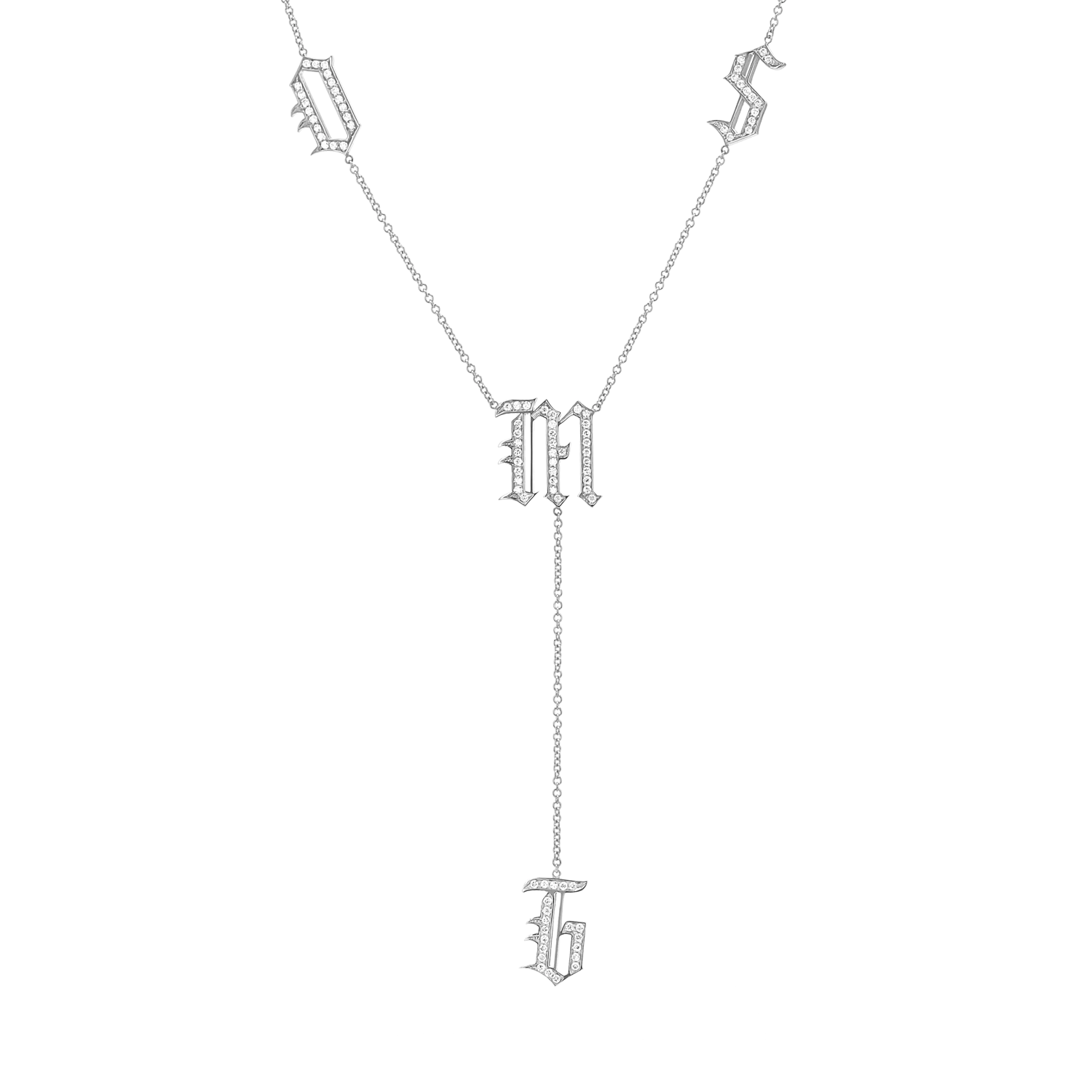Diamond Old English Letter Drop Necklace - Image 2