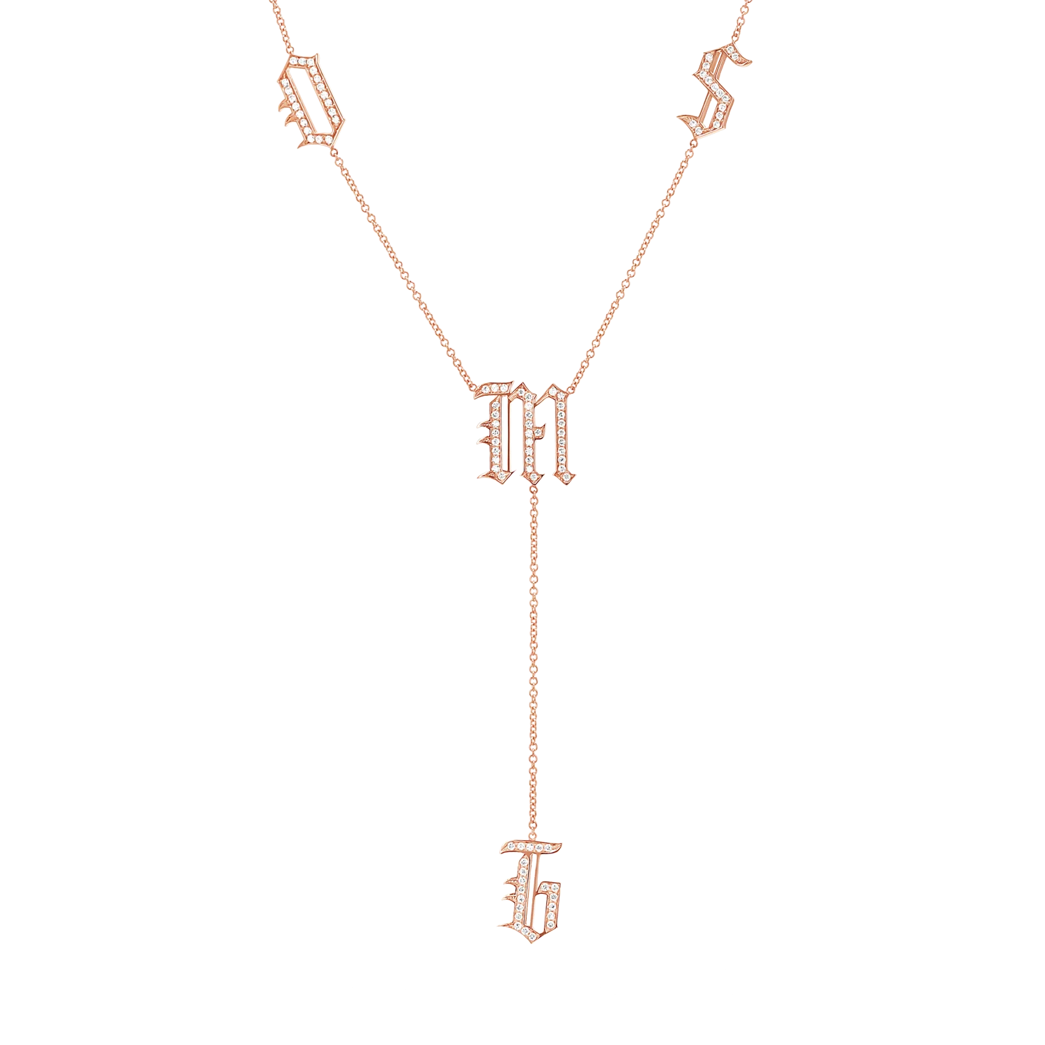 Diamond Old English Letter Drop Necklace - Image 3