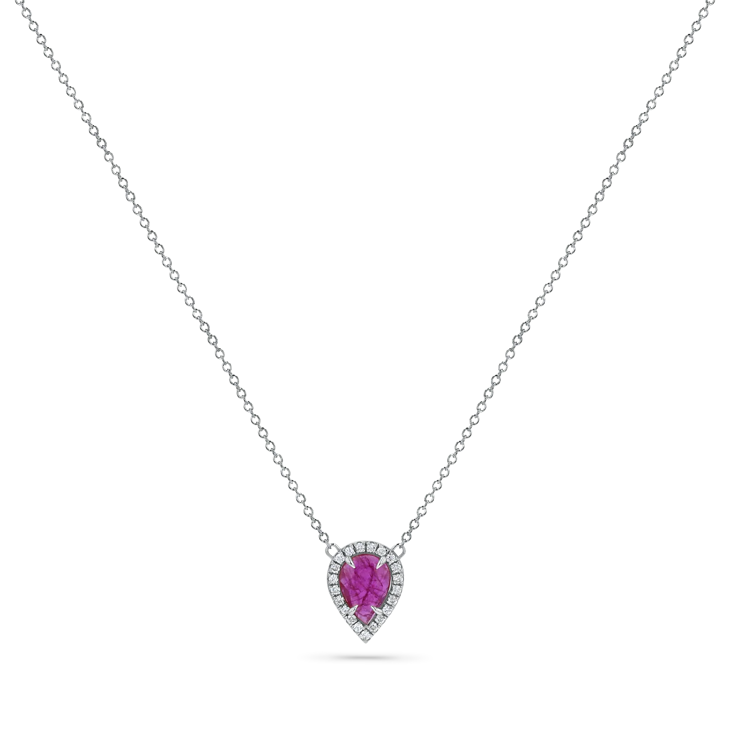 Diamond Pave Ruby Solitaire Pendant - Image 2