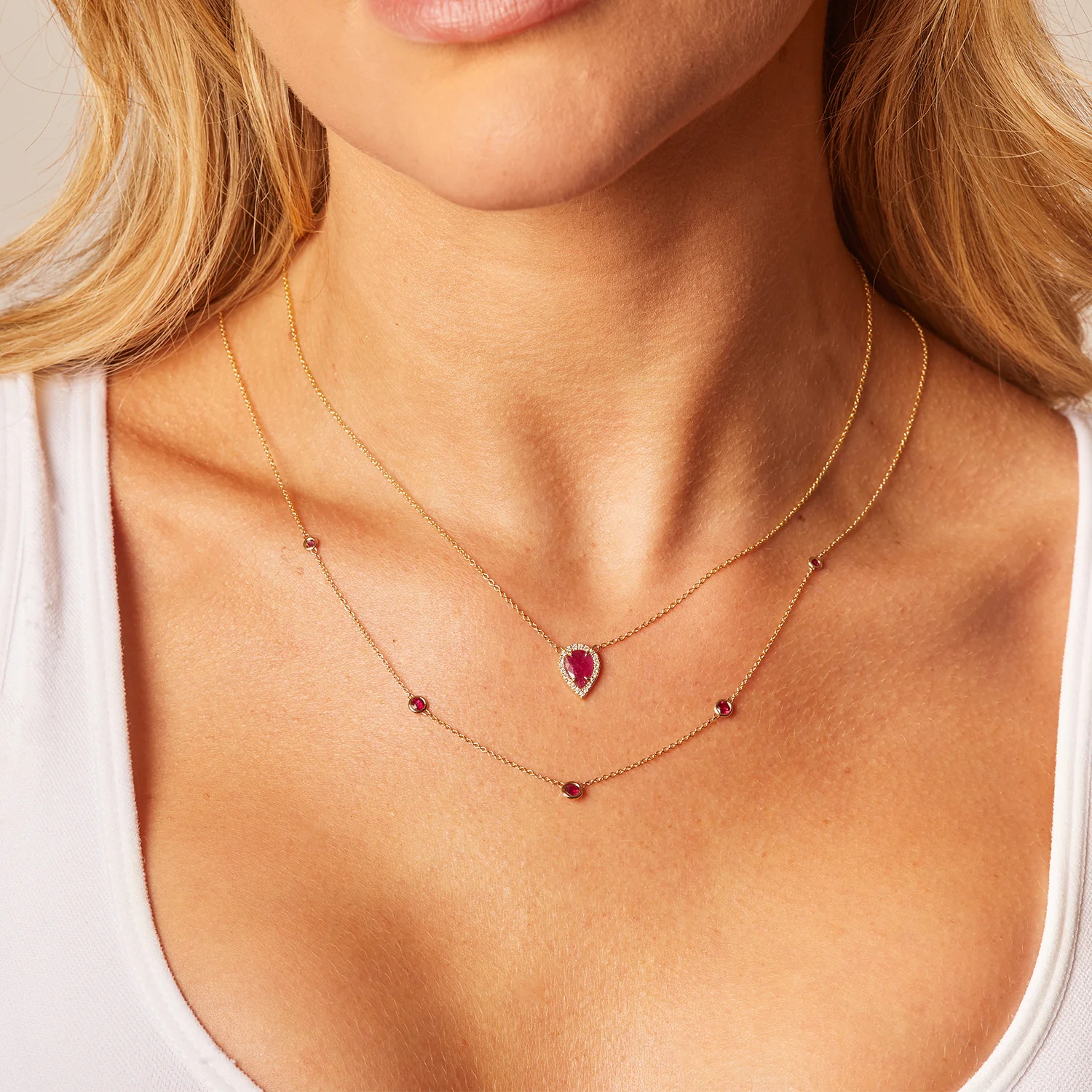 Diamond Pave Ruby Solitaire Pendant - Image 5