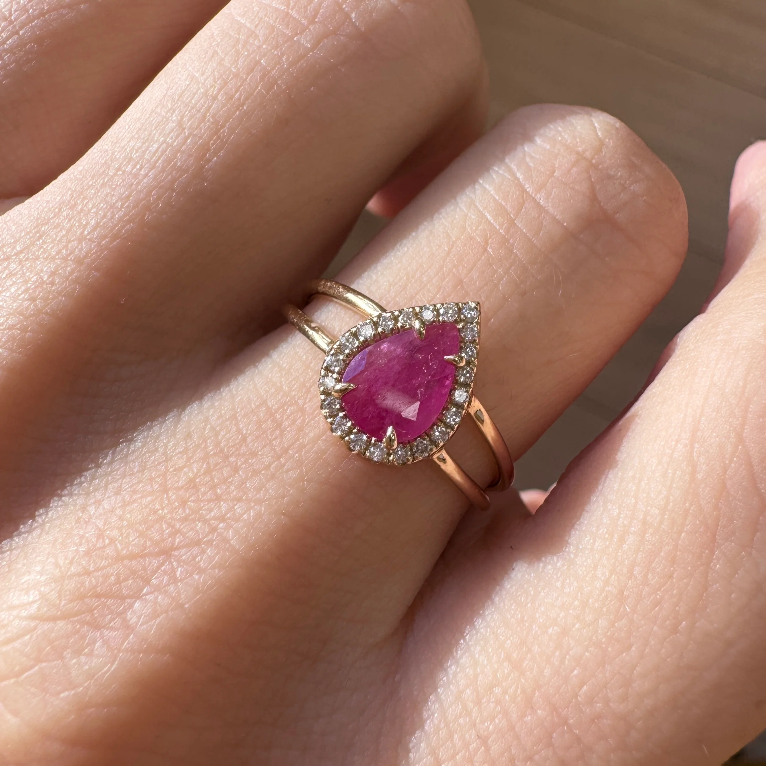 Diamond Pave Teardrop Ruby Ring - Image 5