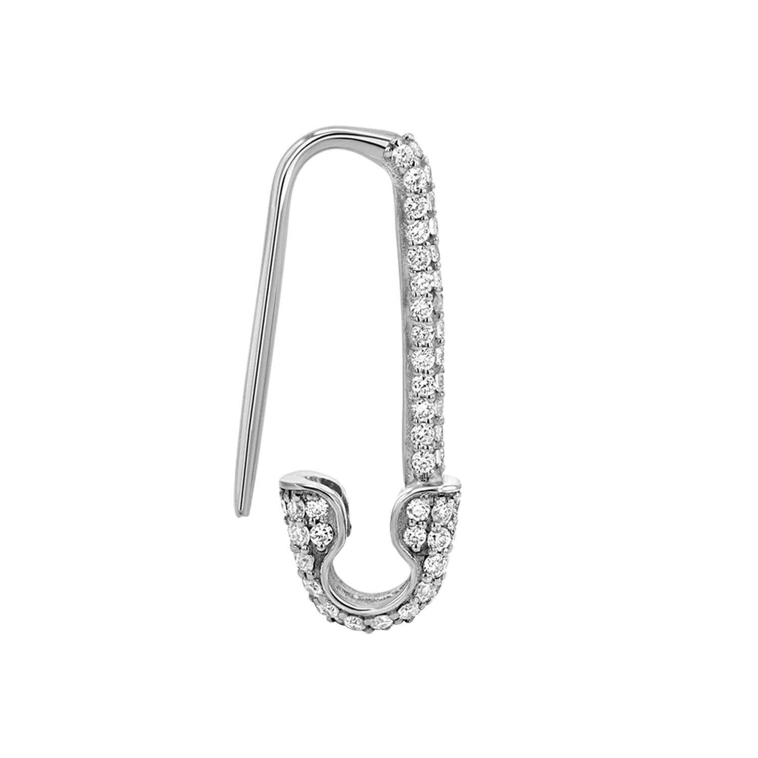 Diamond Safety Pin Earrings - Image 7