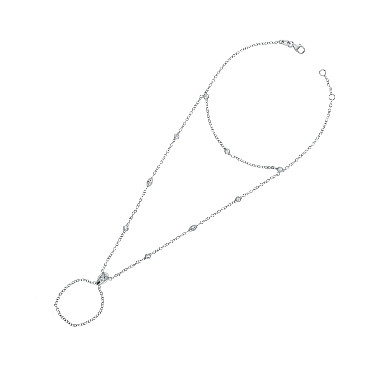 Diamond Starset Teardrop Bezel Hand Chain - Image 2