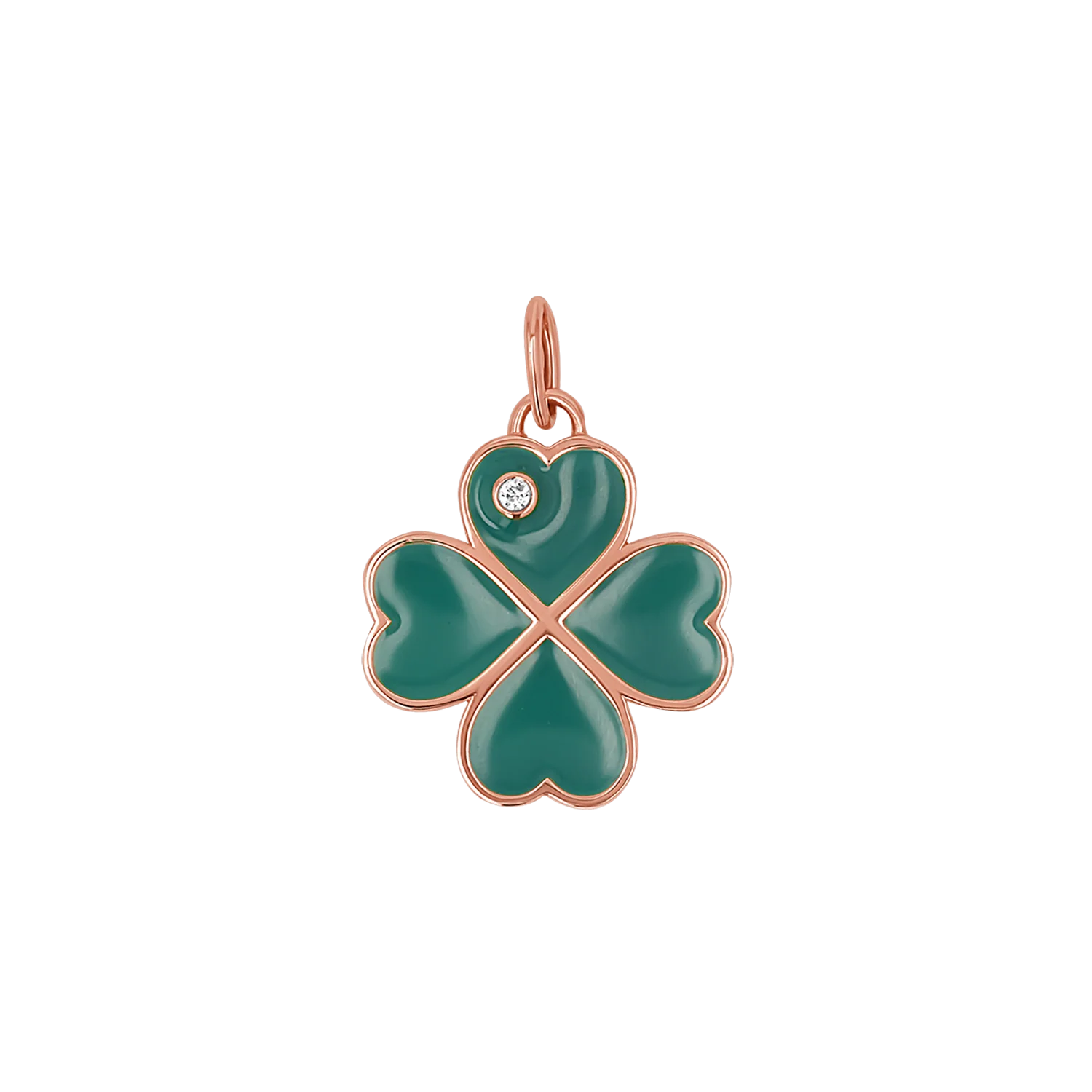 Emerald Clover Charm With Diamond Accent - Image 3