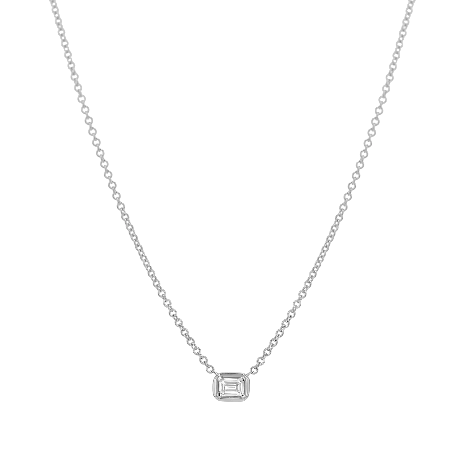 Emerald Diamond Solitaire Necklace - Image 2