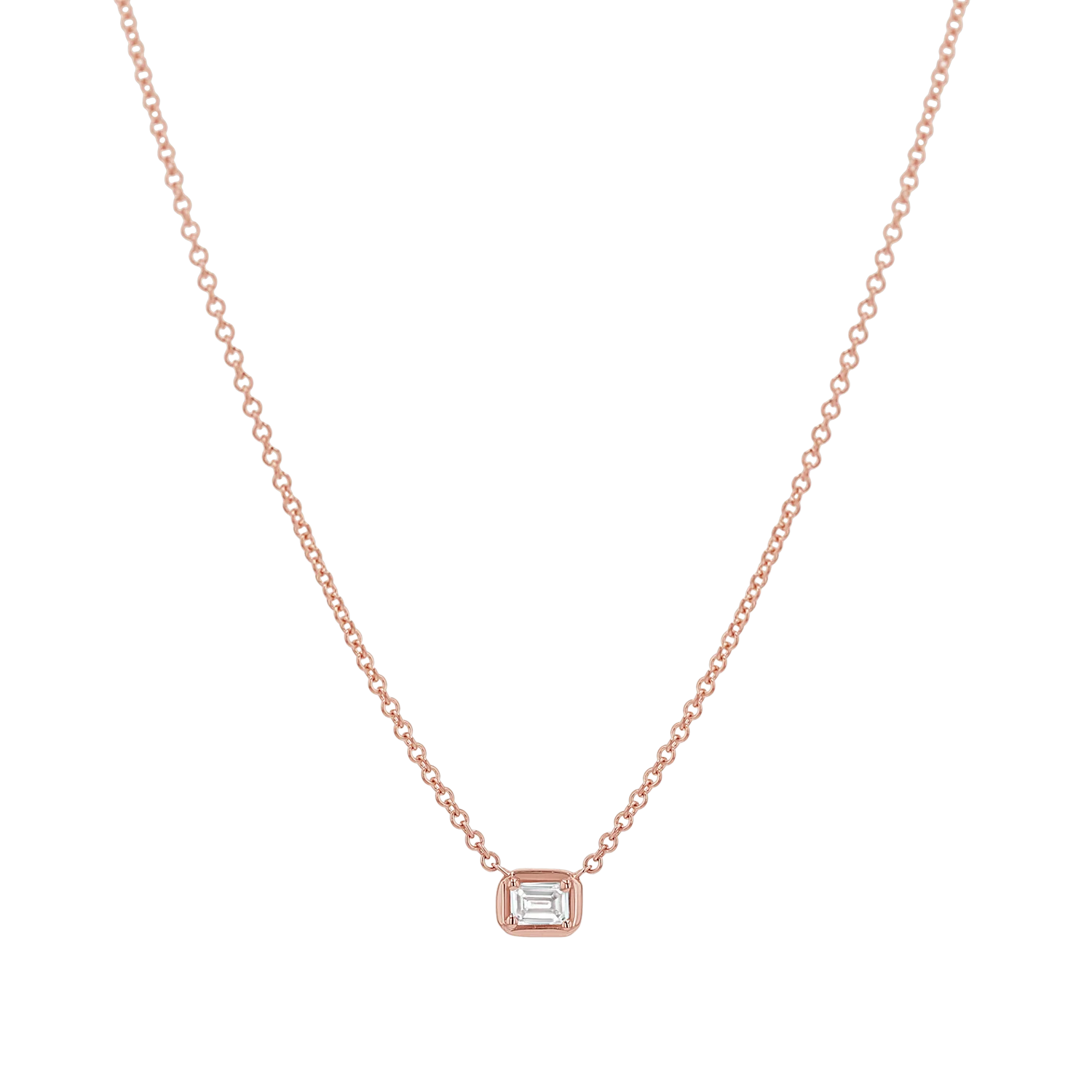 Emerald Diamond Solitaire Necklace - Image 3