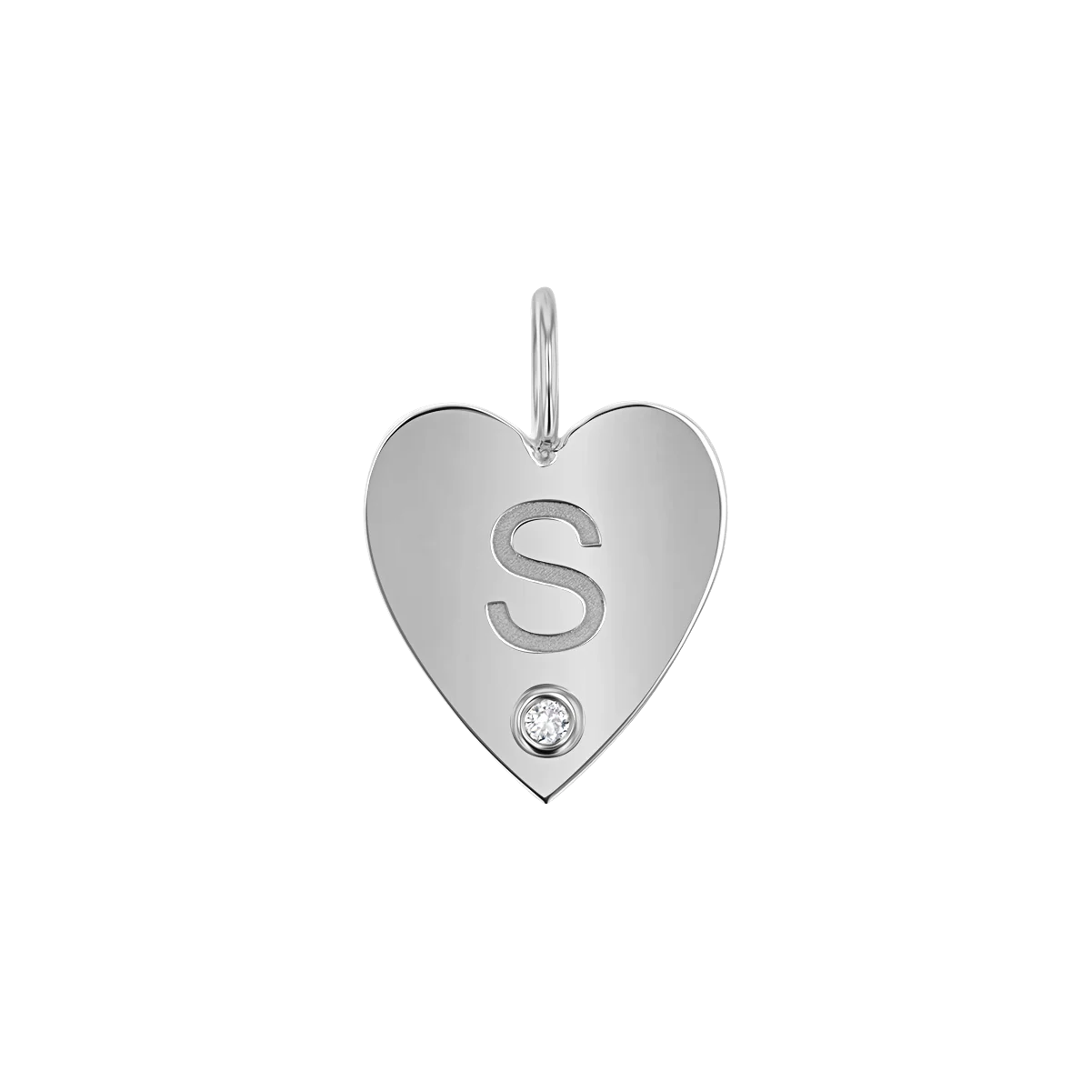 Engravable Diamond Initial Heart Charm - Image 2