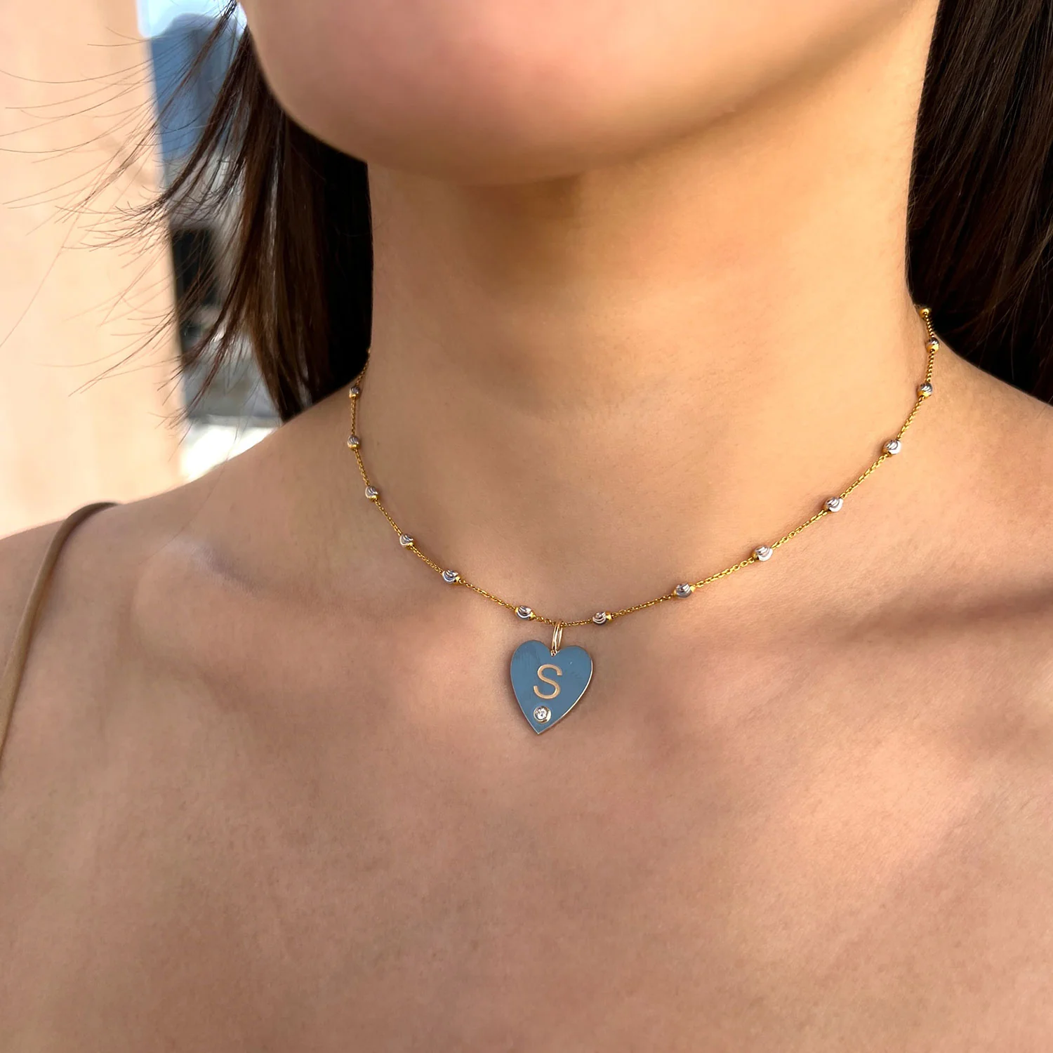 Engravable Diamond Initial Heart Charm - Image 5