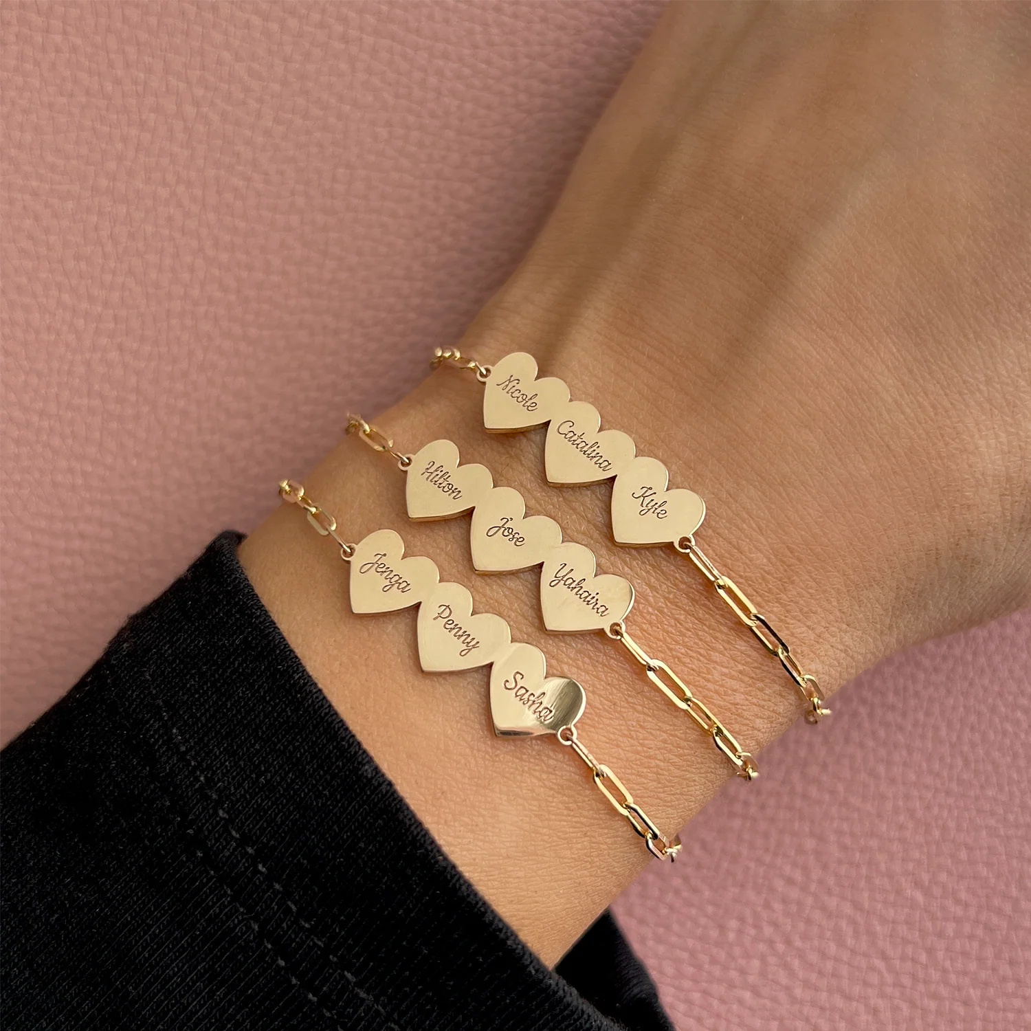 Engravable Multi Heart Paper Clip Bracelet - Image 7