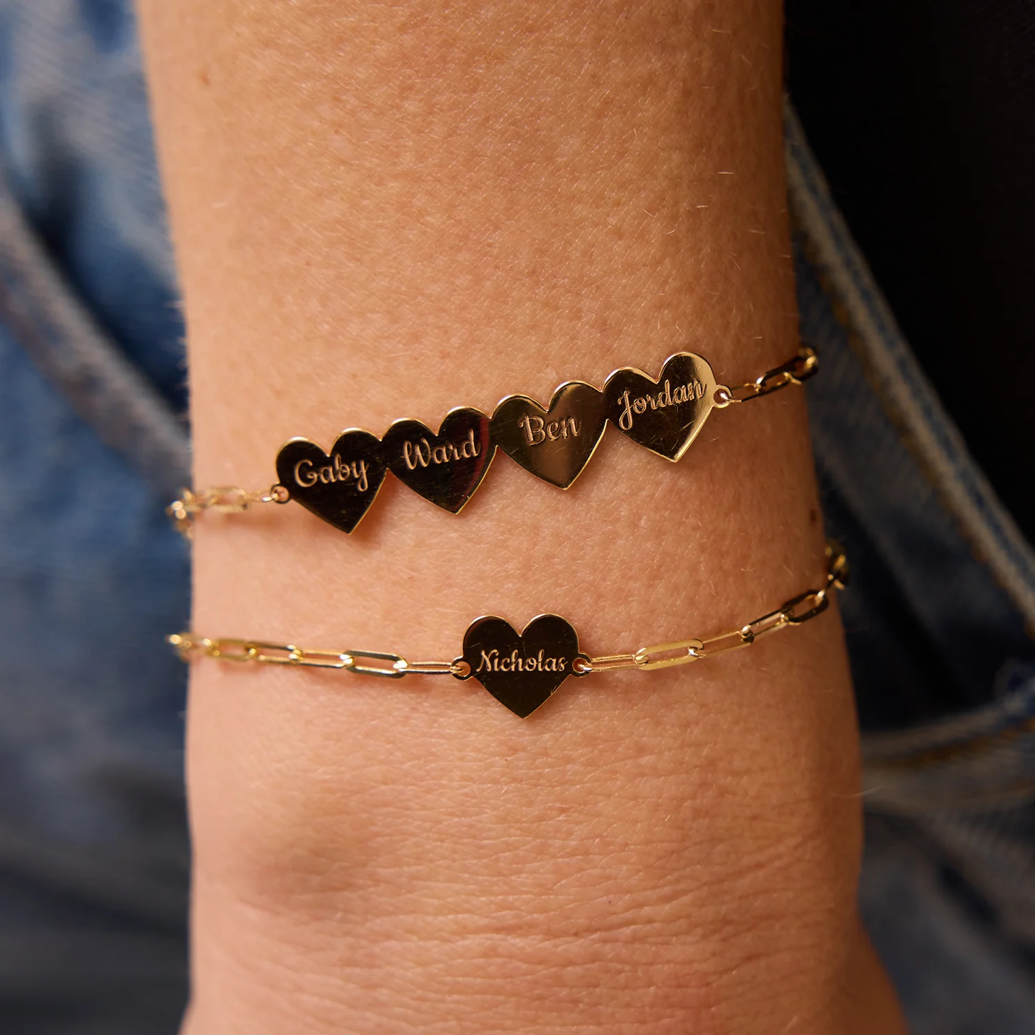 Engravable Multi Heart Paper Clip Bracelet - Image 9