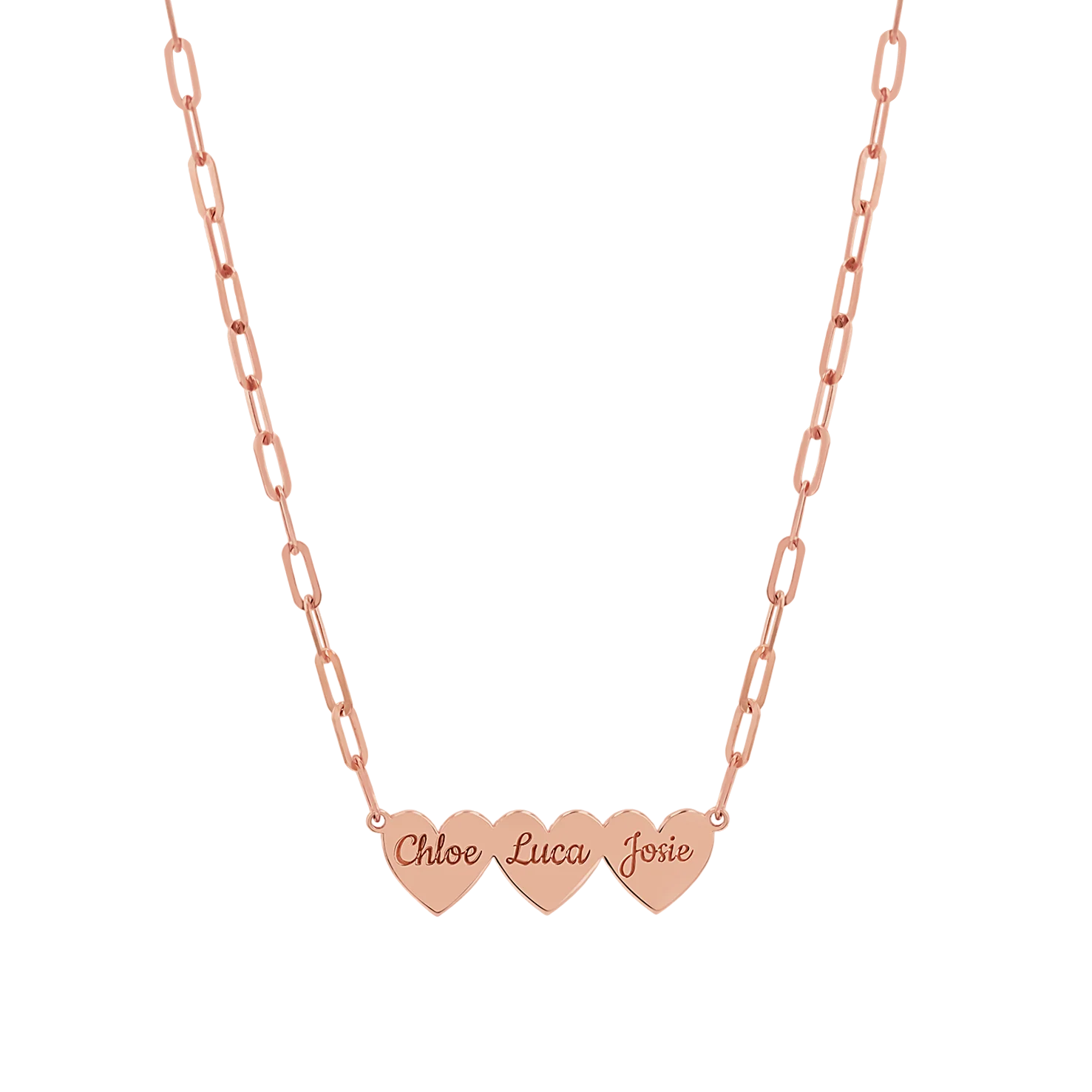 Engravable Multi Heart Paper Clip Necklace - Image 11