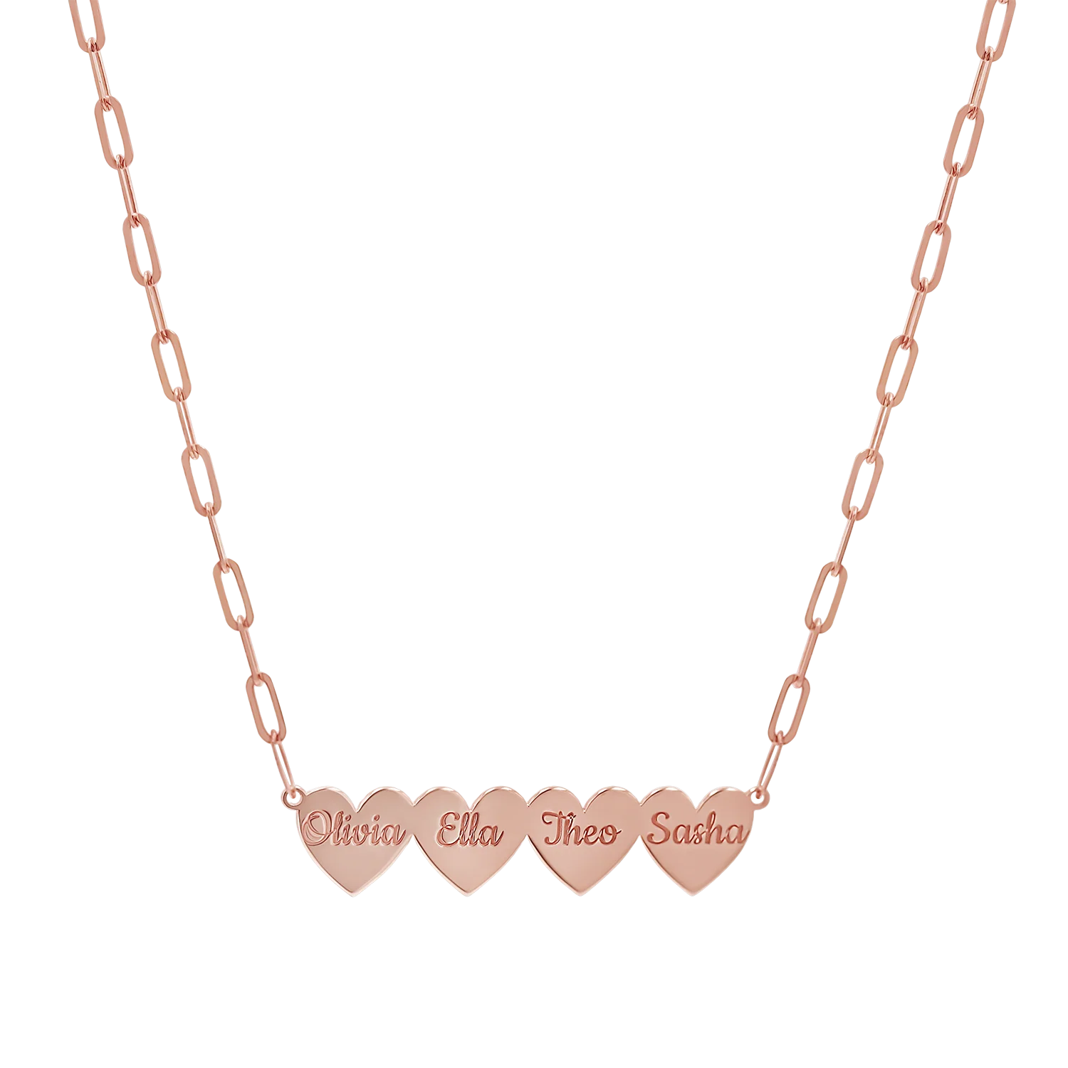 Engravable Multi Heart Paper Clip Necklace - Image 12