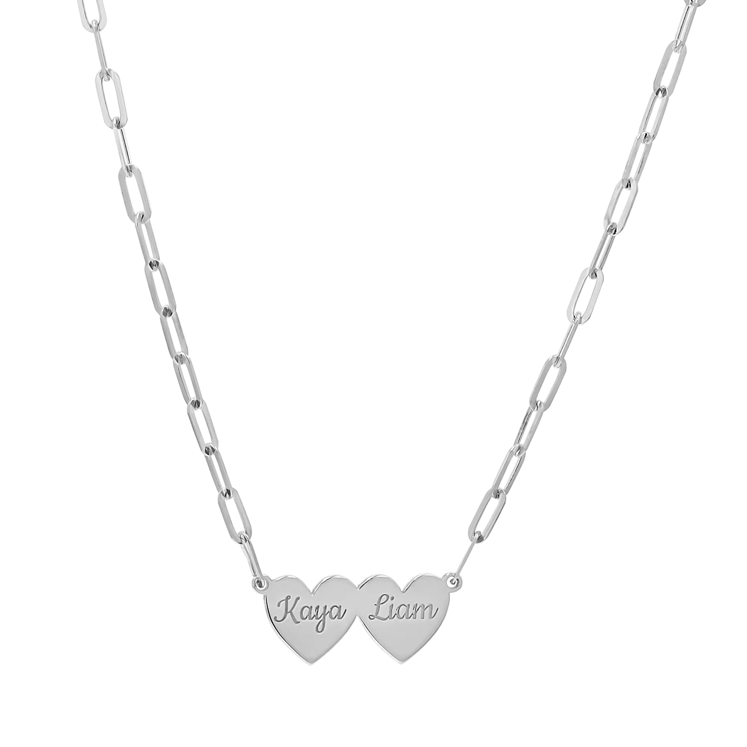 Engravable Multi Heart Paper Clip Necklace - Image 6